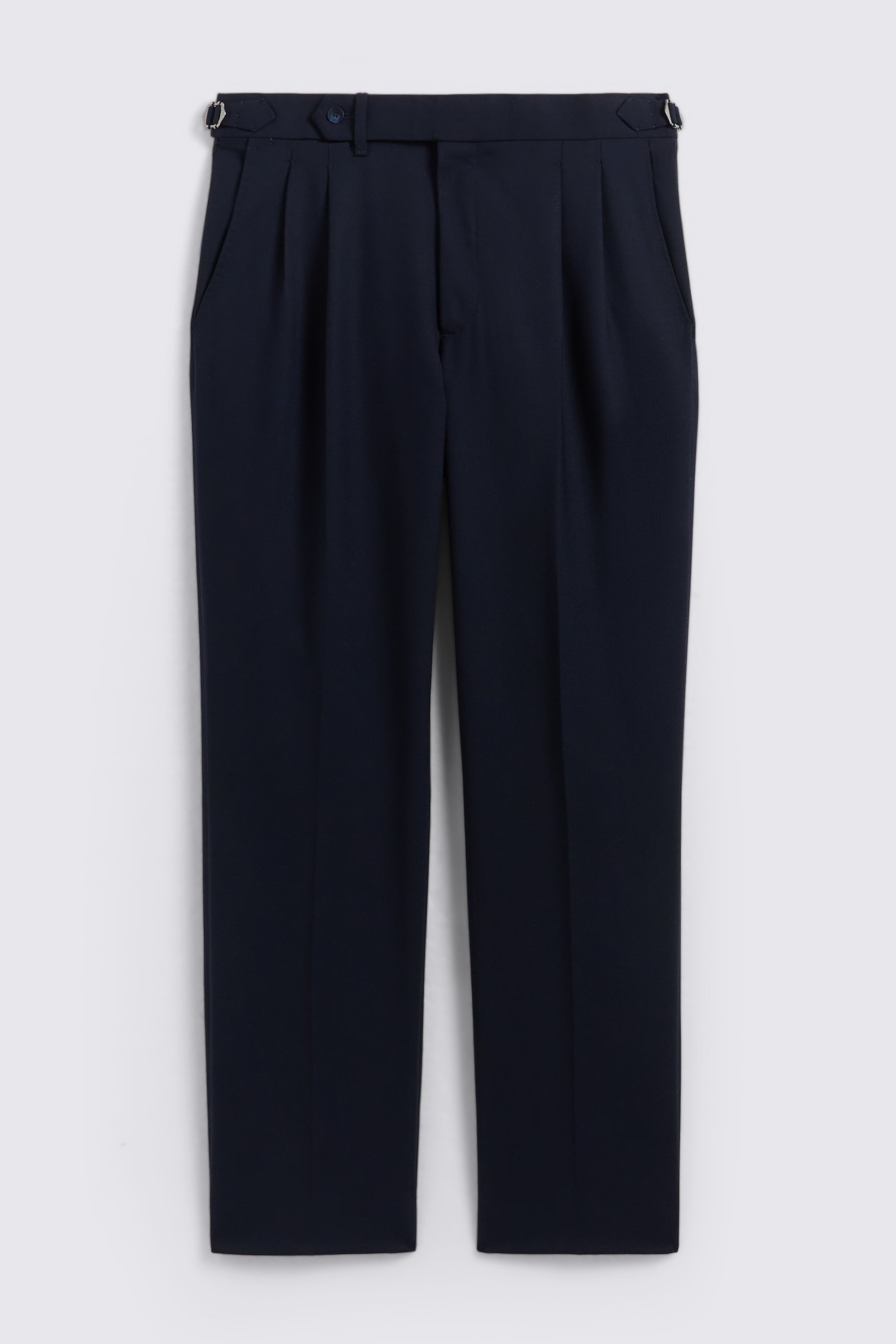 Navy Wool Pleated Pants