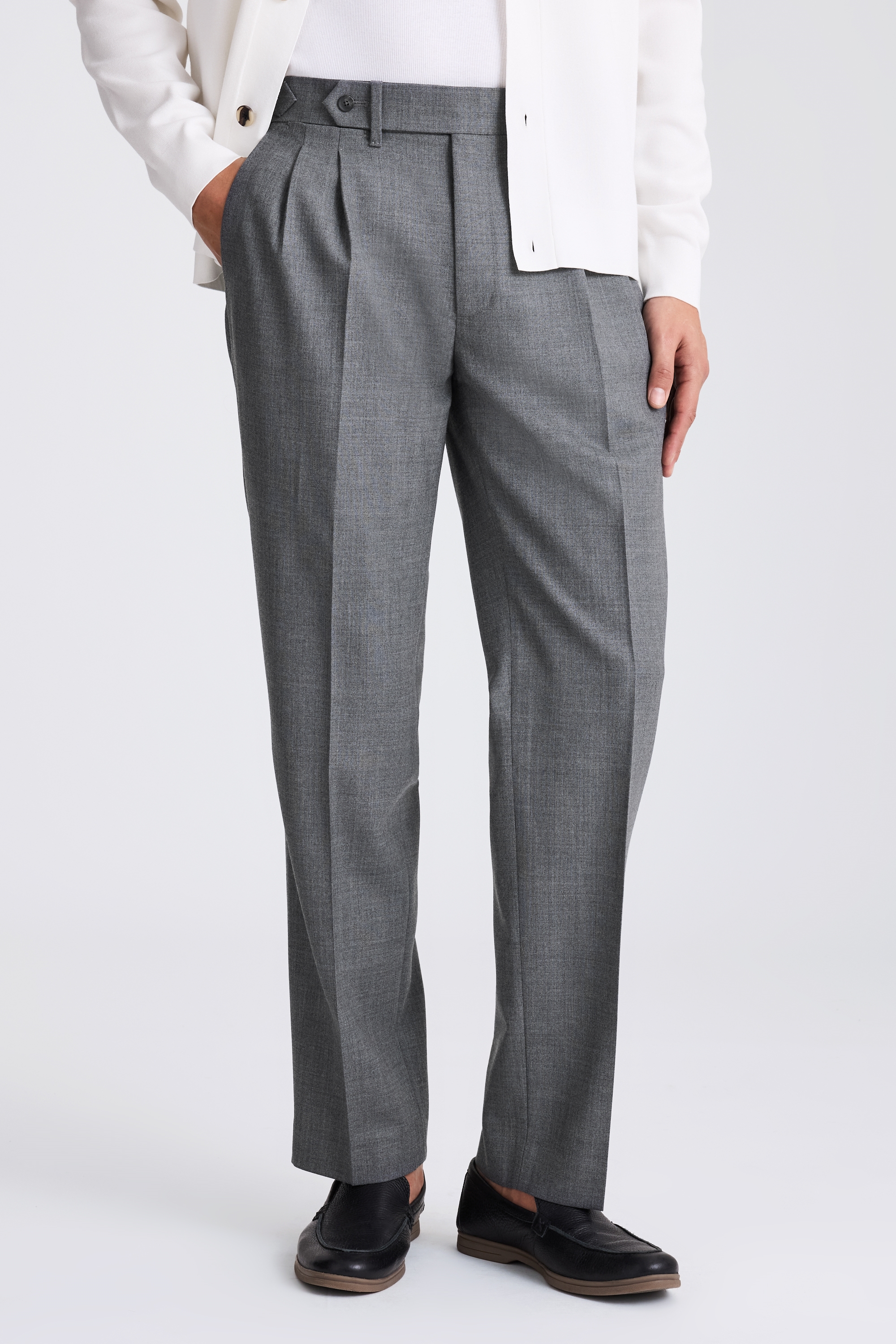 Grey Wool Pleated Pants