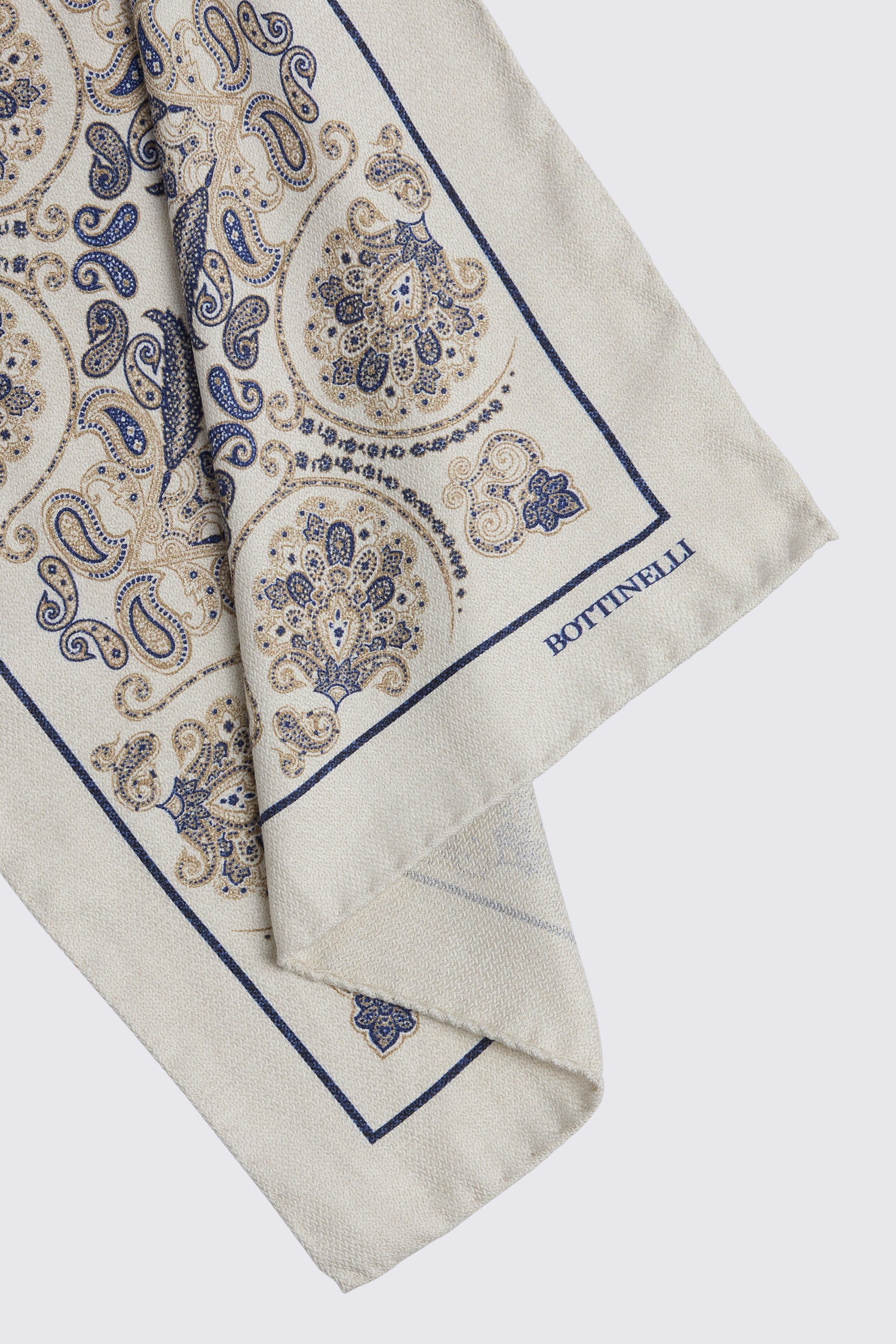 Bottinelli Neutral Paisley Pocket Square