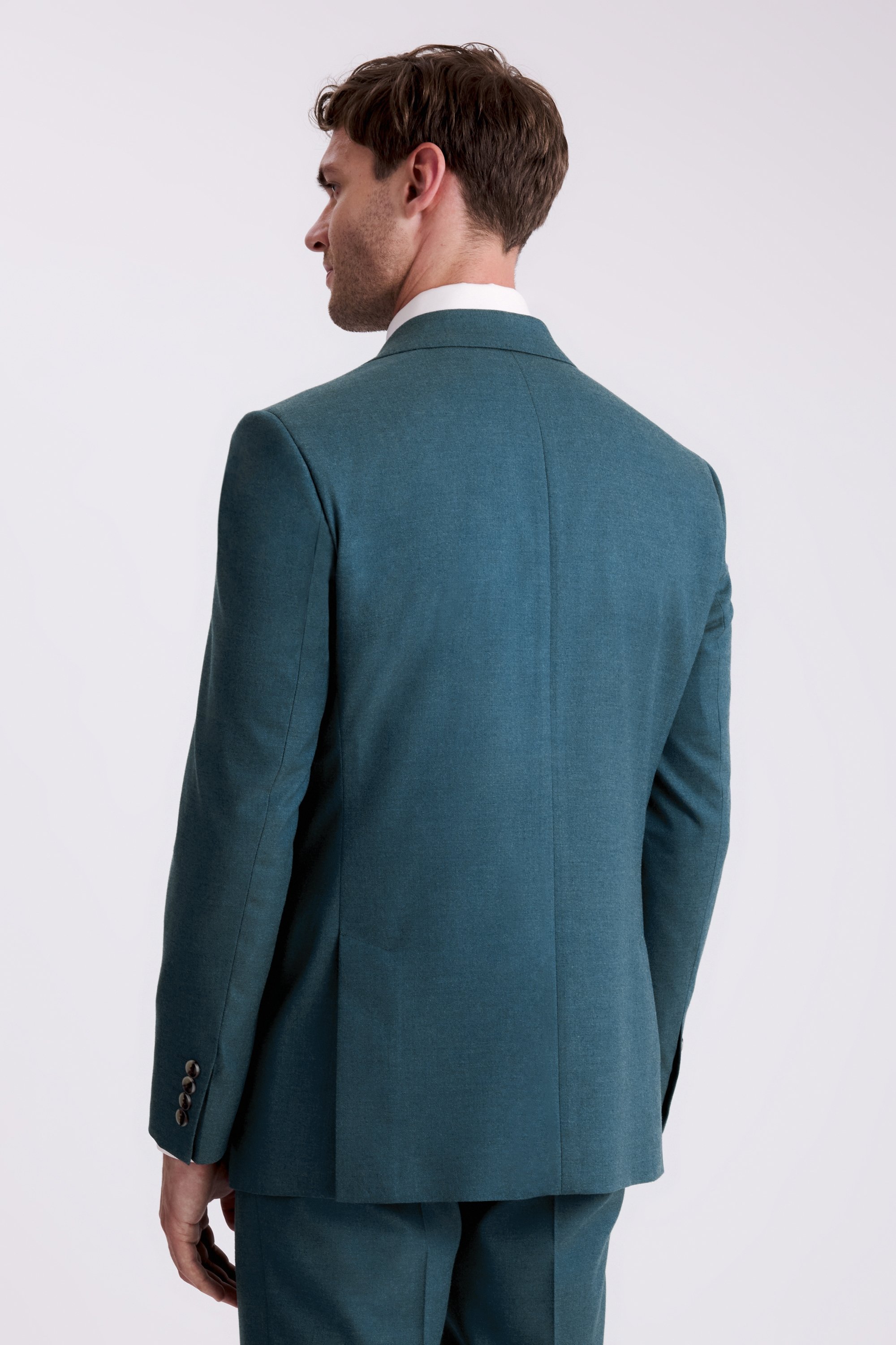 Tailored Fit Teal Flannel Suit