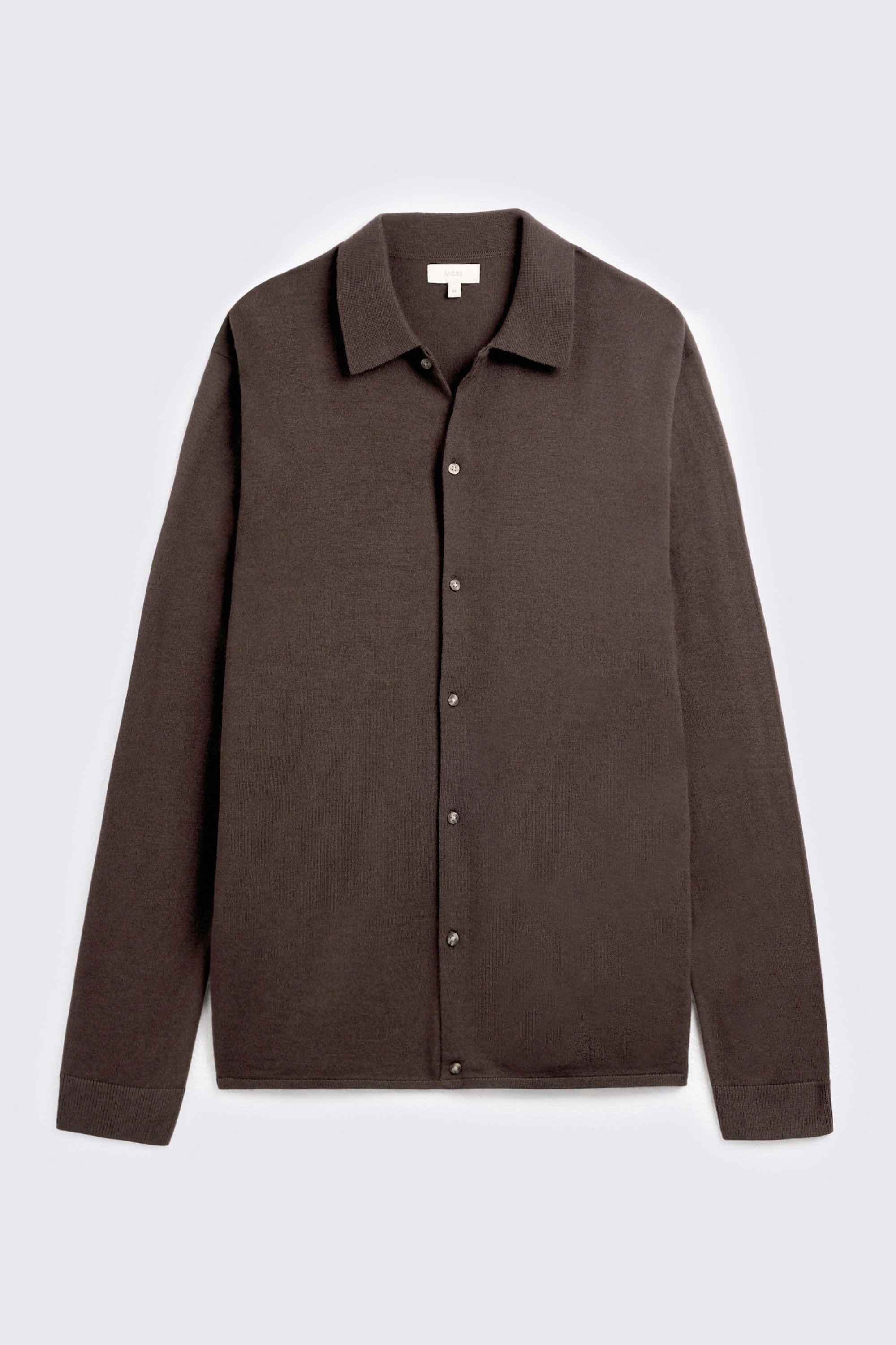 Brown Merino-Blend Button Through Shirt