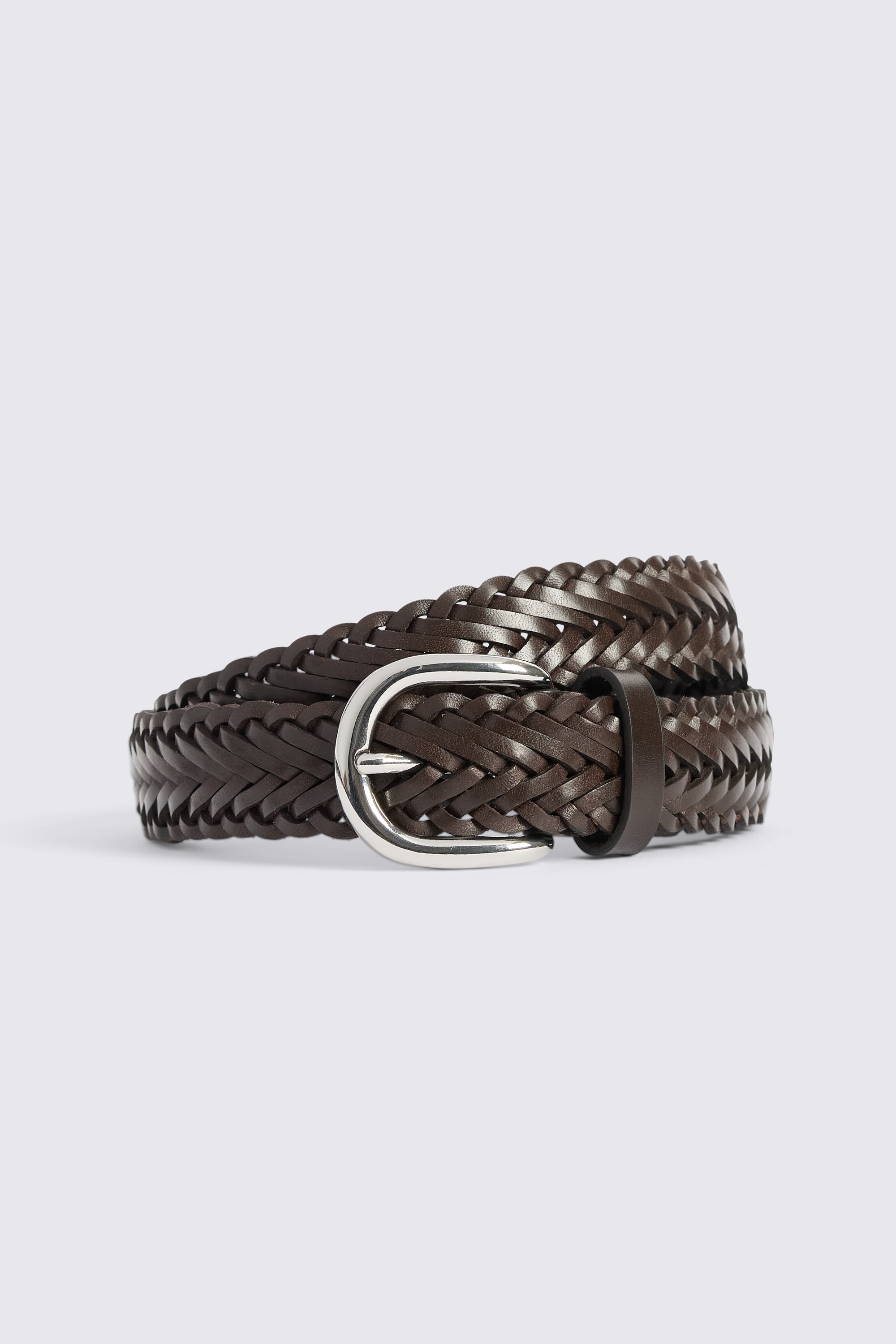 Brown Leather Woven Belt