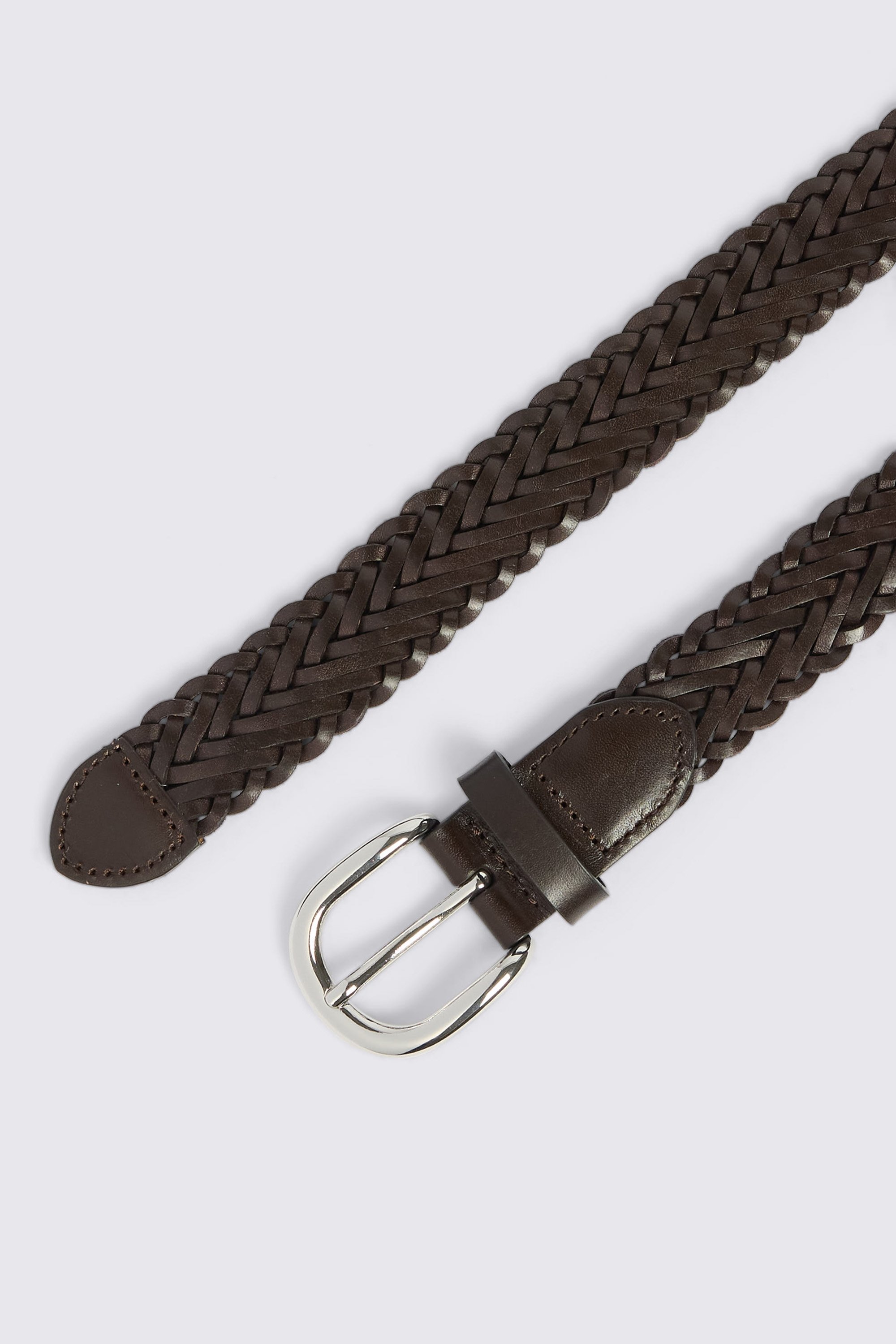 Brown Leather Woven Belt