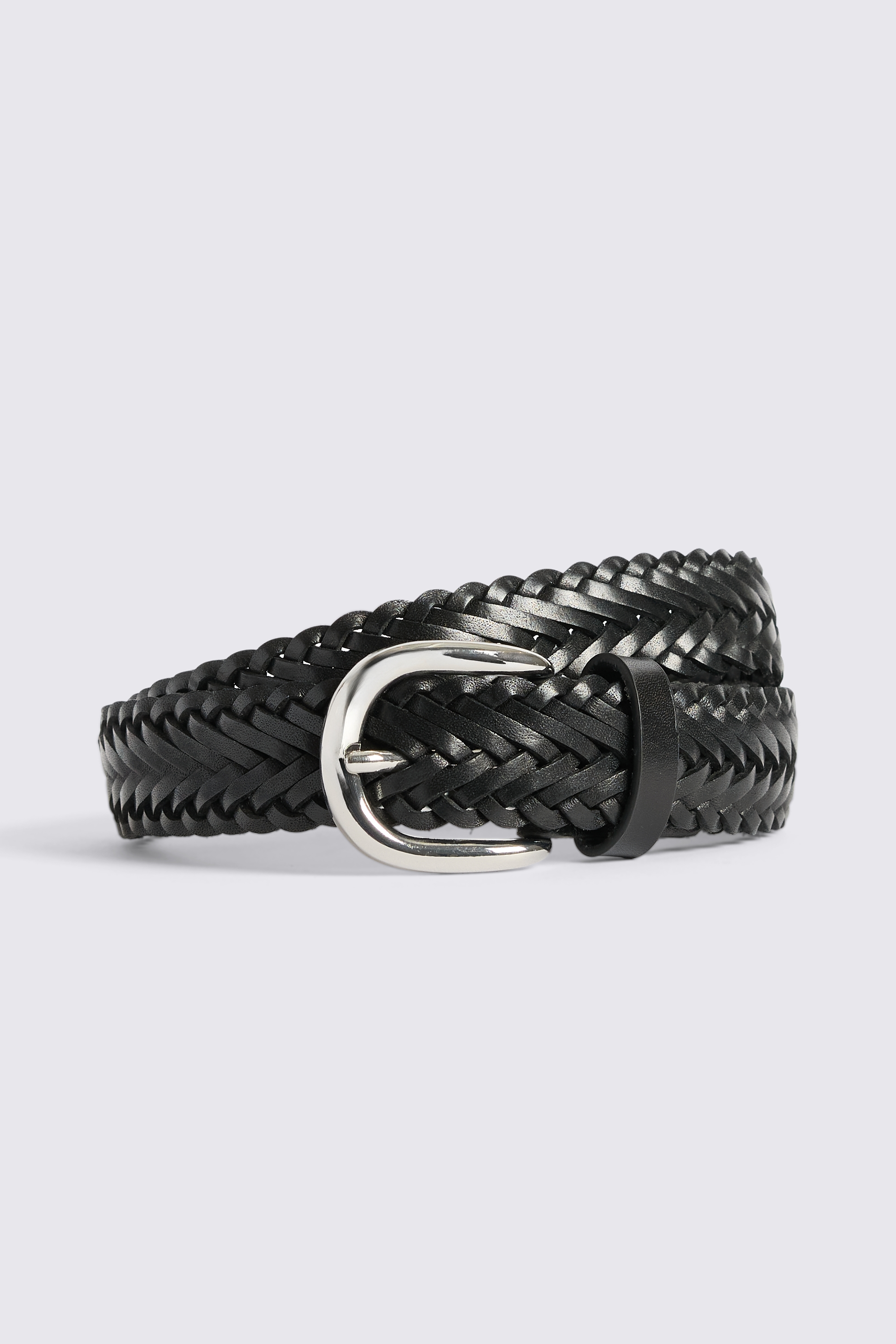 Black Leather Woven Belt