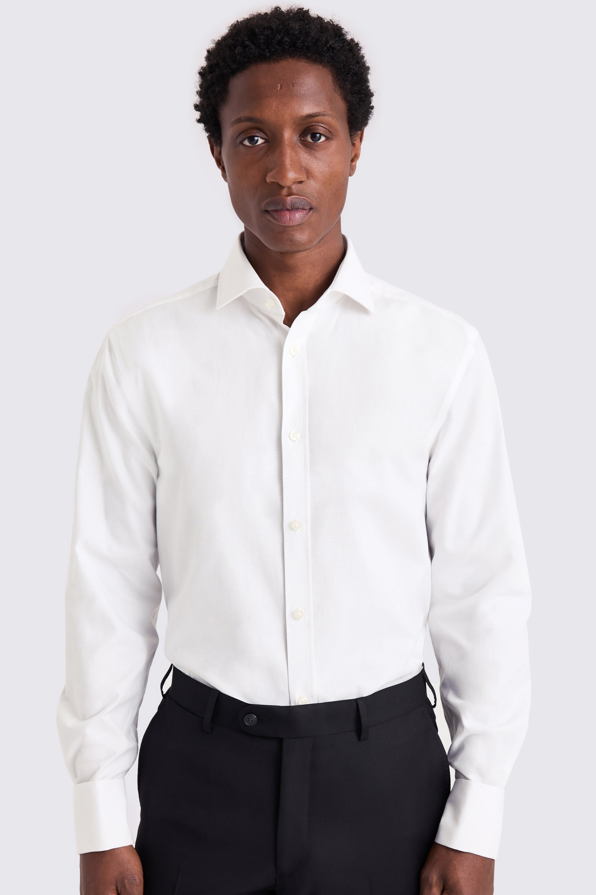 Regular Fit White Honeycomb Dobby Shirt