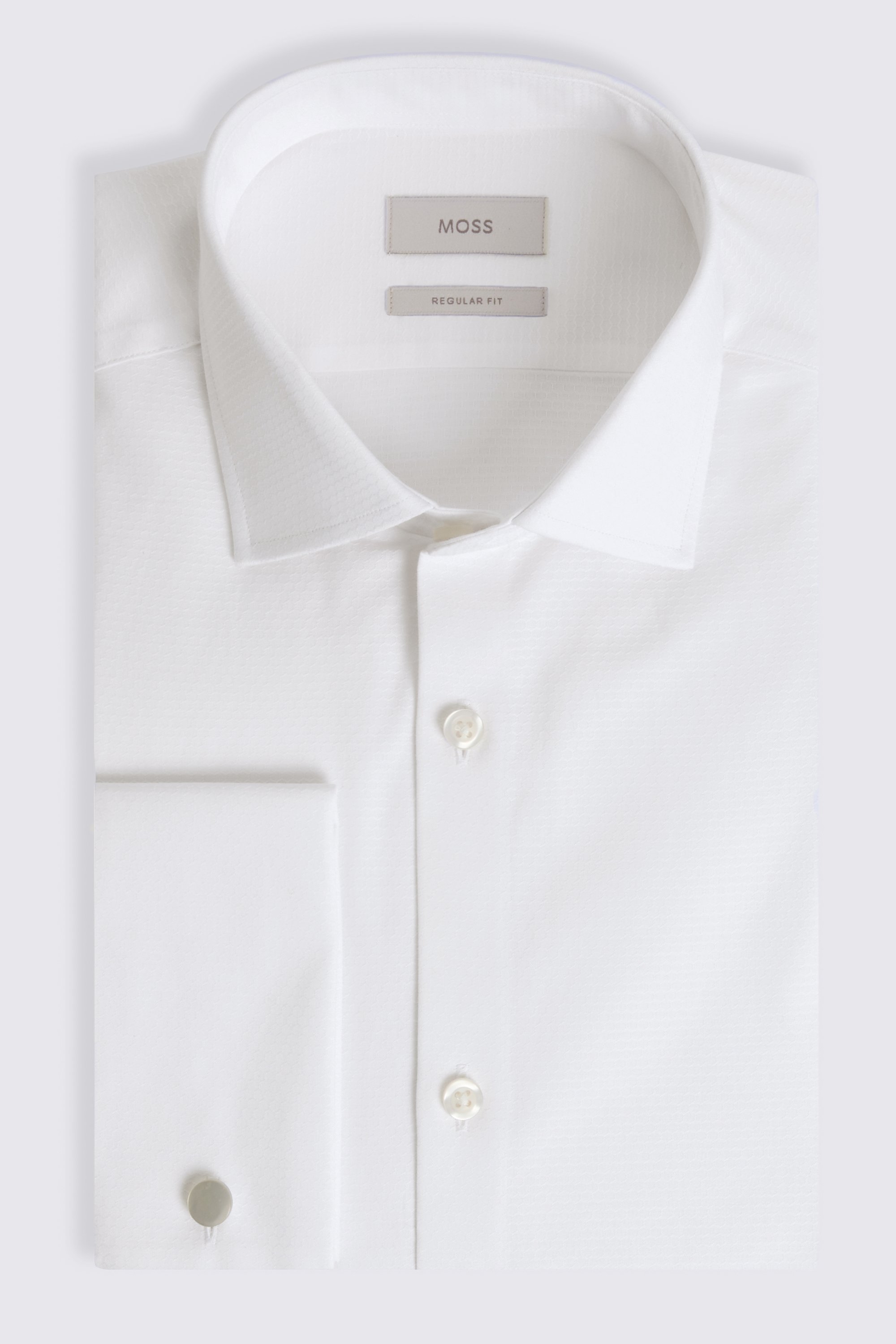 Regular Fit White Honeycomb Dobby Shirt