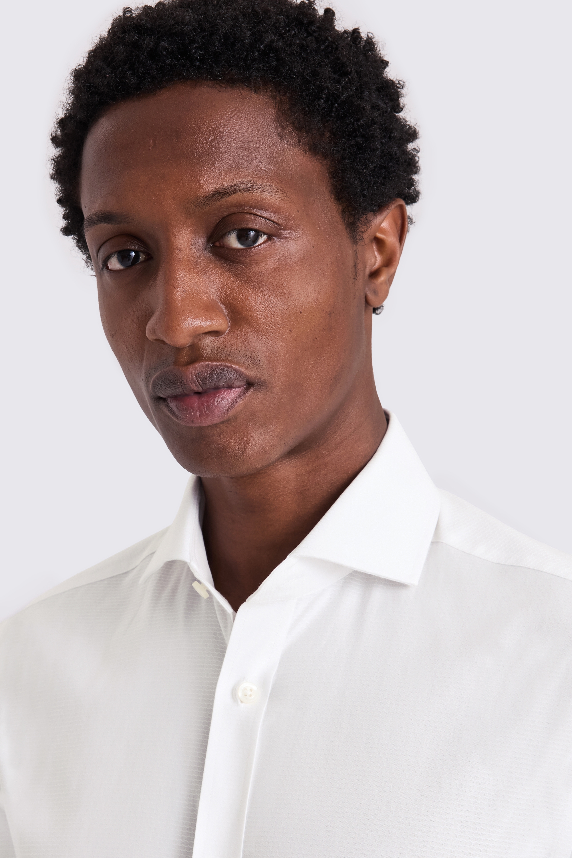 Tailored Fit White Honeycomb Dobby Shirt