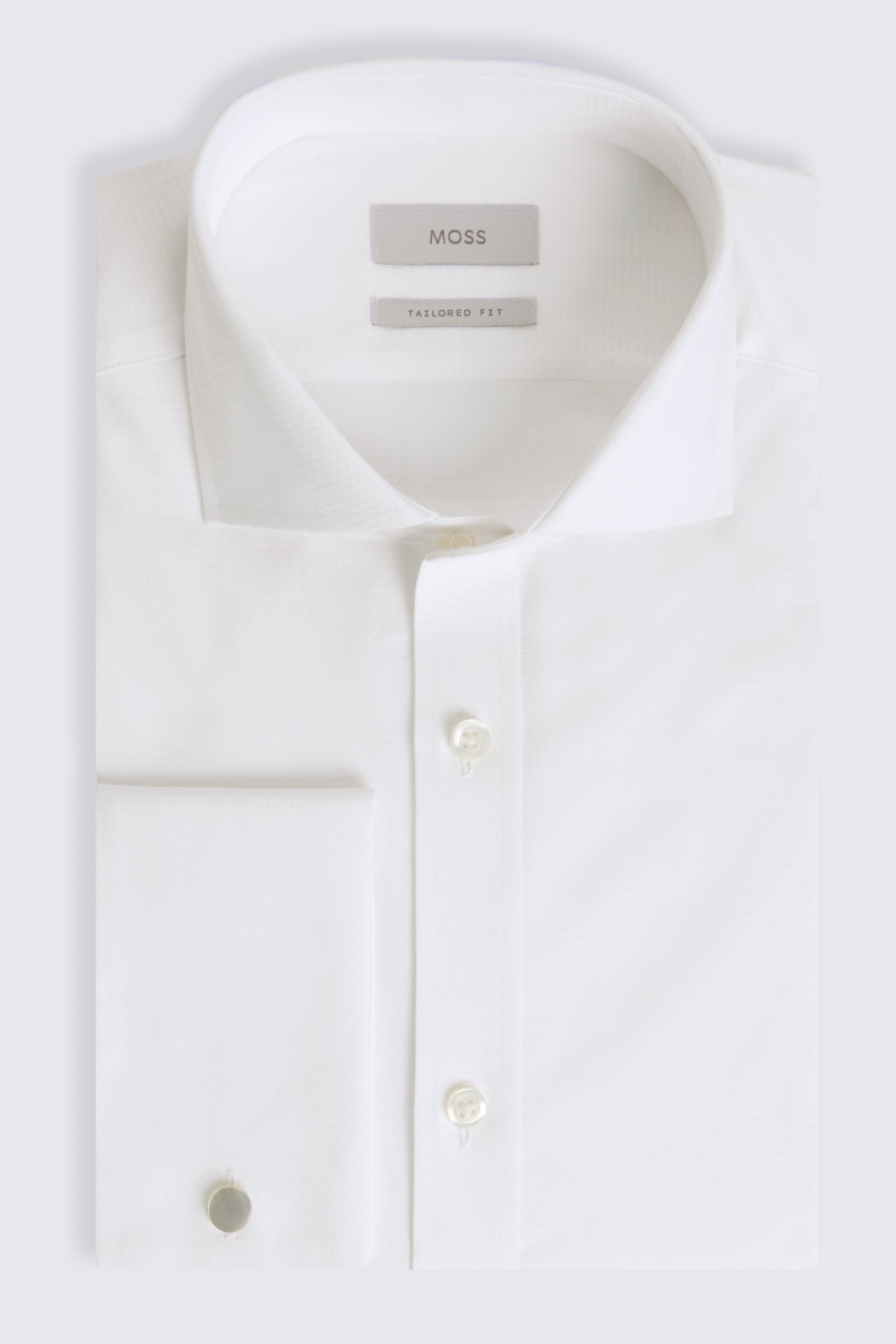 Tailored Fit White Honeycomb Dobby Shirt
