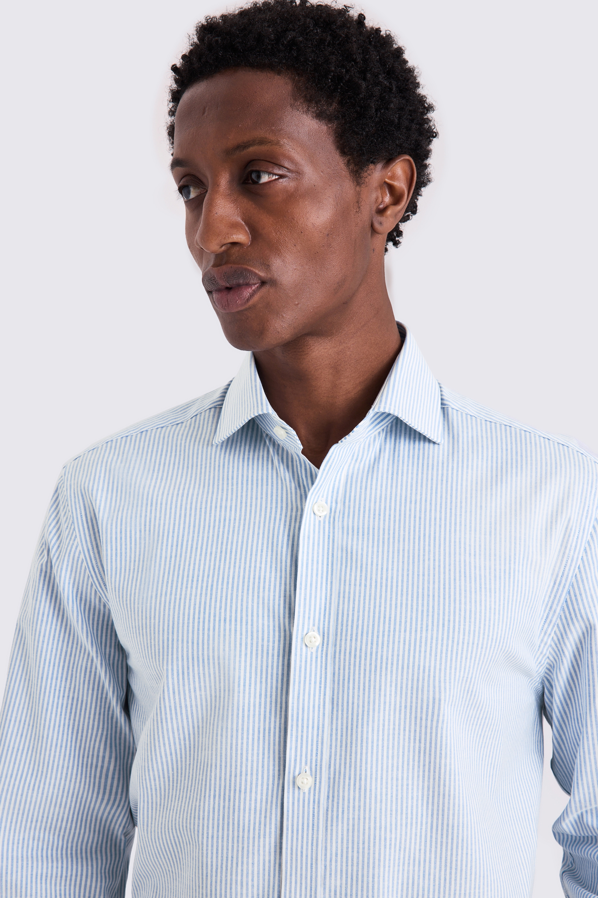 Regular Fit Sky Oxford Stripe Stretch Shirt