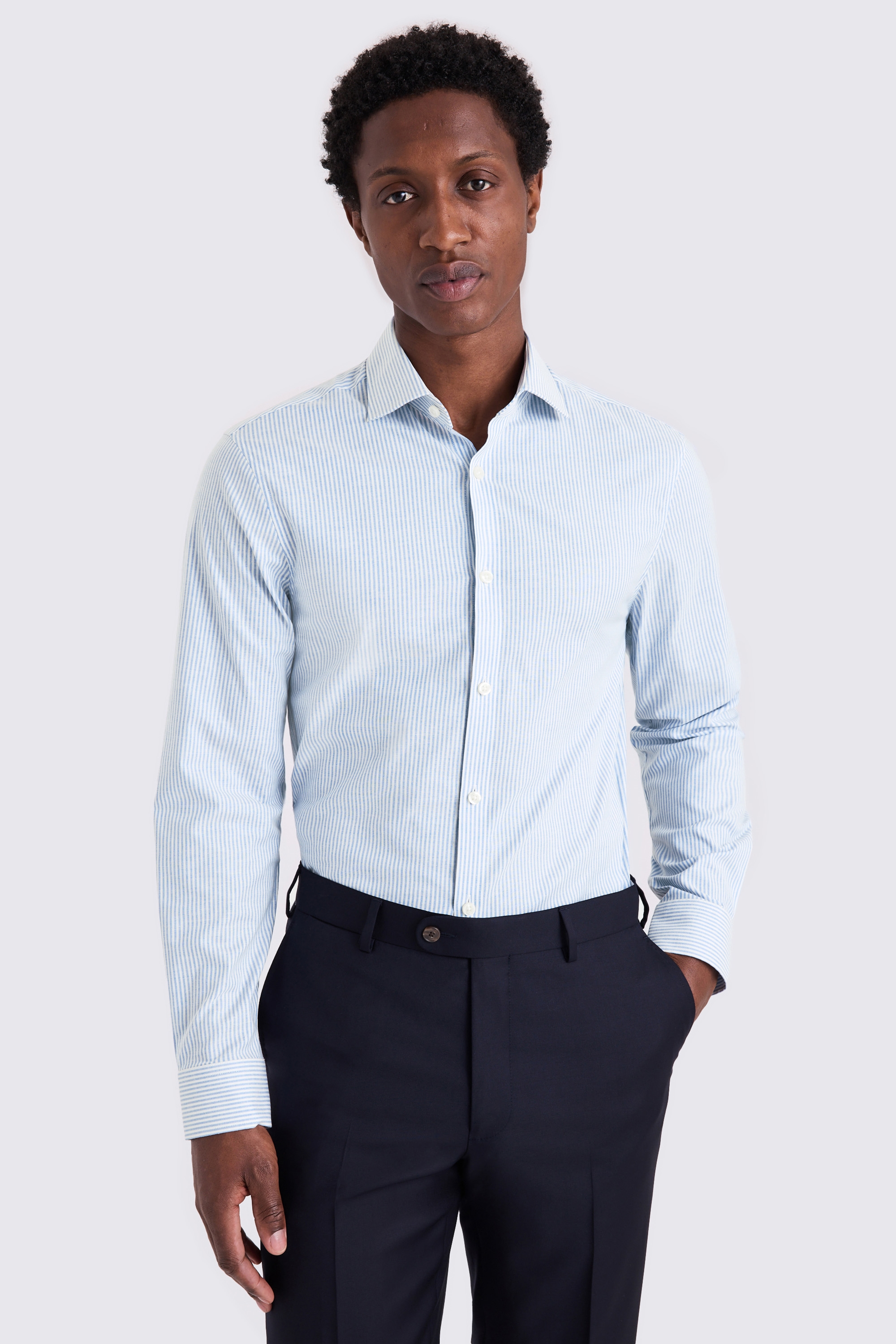 Slim Fit Sky Oxford Stripe Stretch Shirt