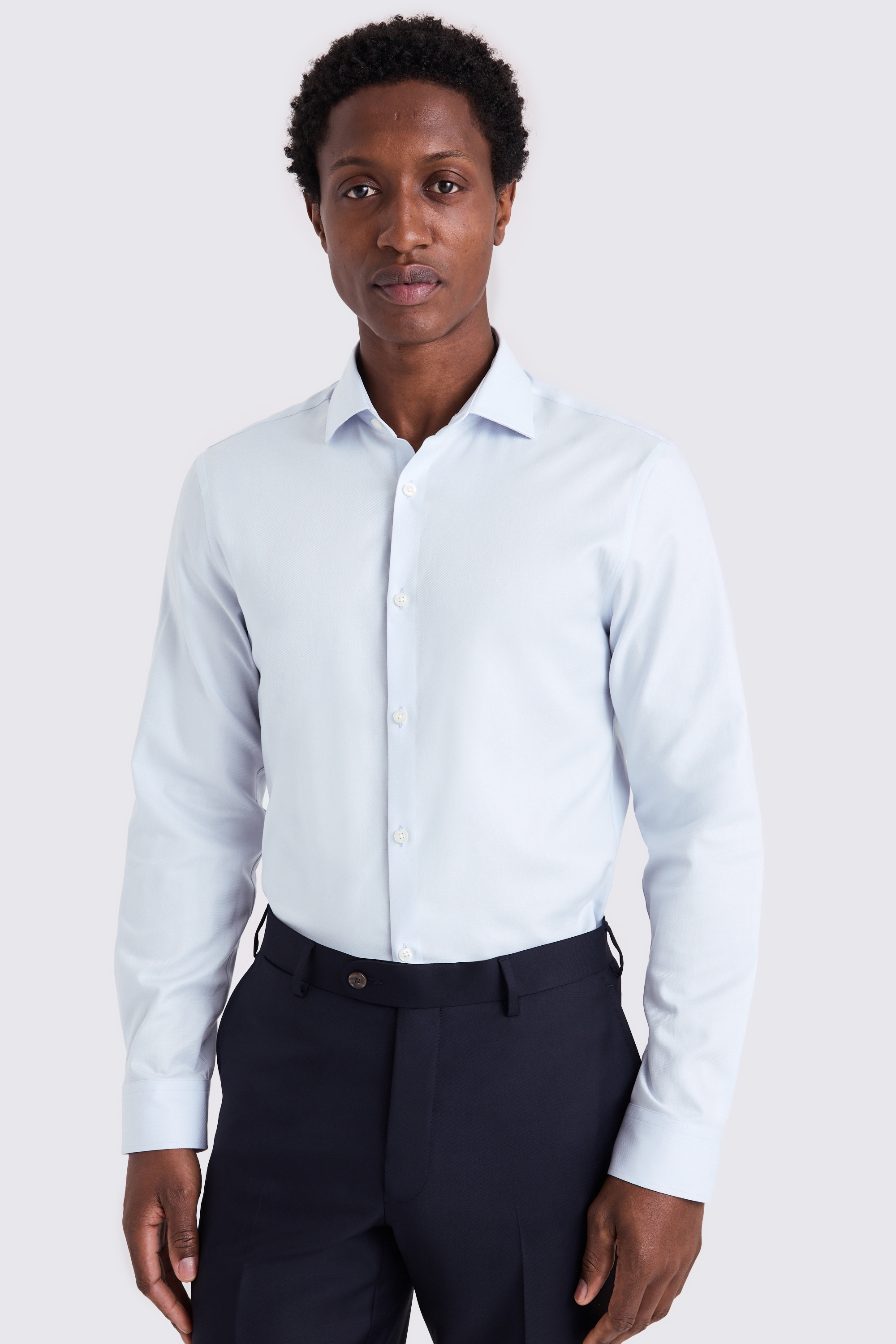 Slim Fit Light Blue Twill Stretch Shirt