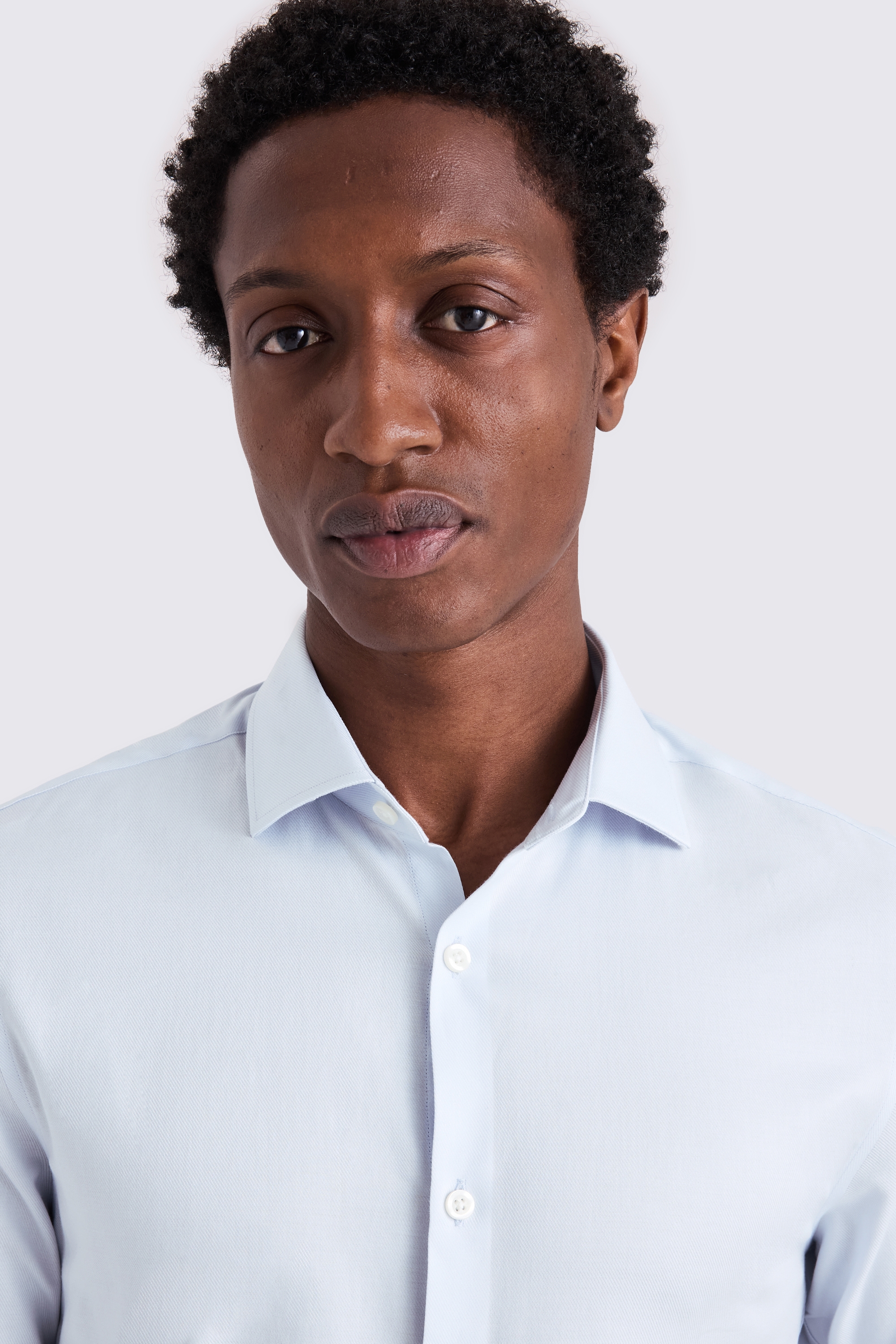 Slim Fit Light Blue Twill Stretch Shirt