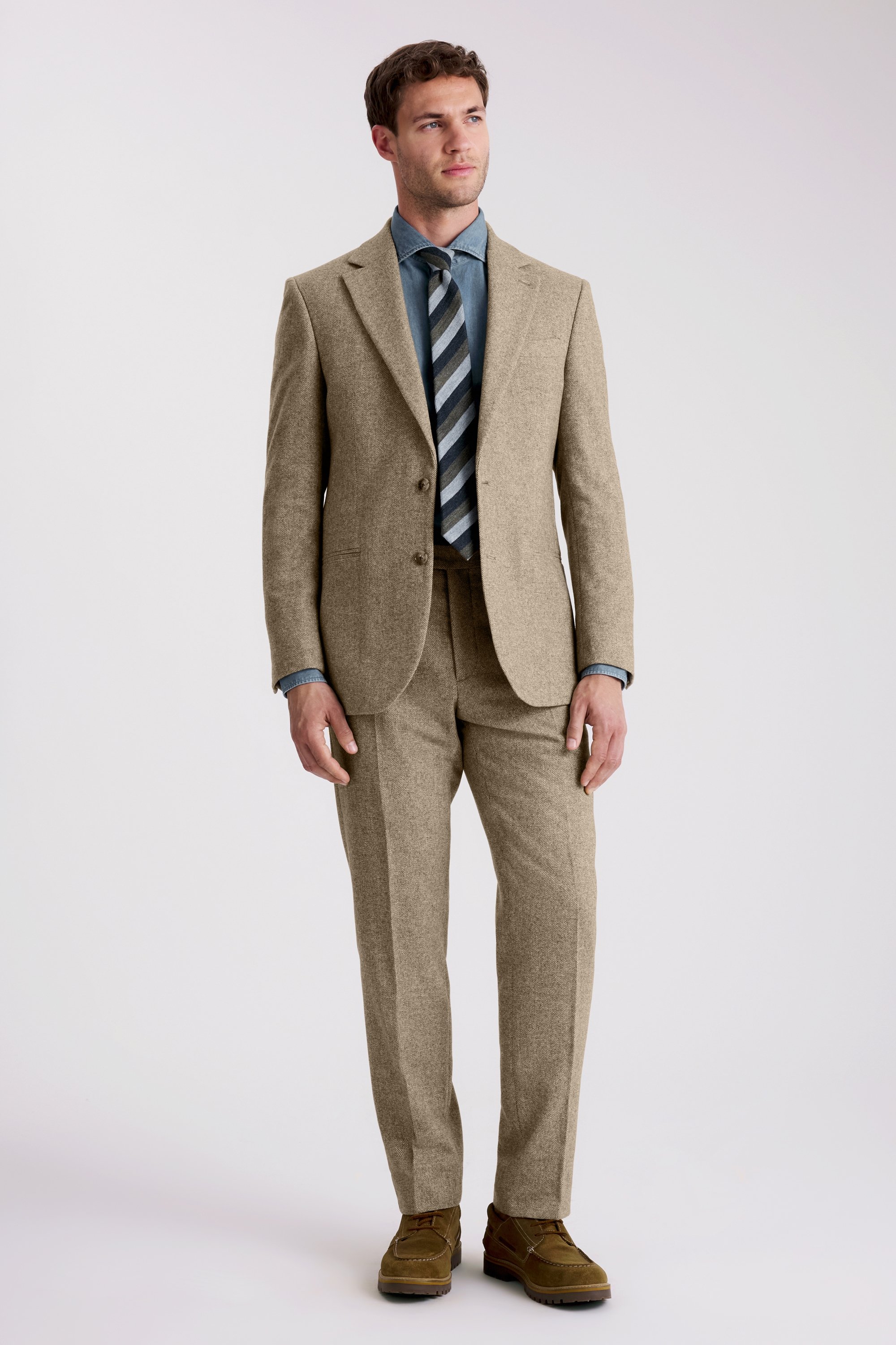 Tailored Fit Gold Herringbone Tweed Suit