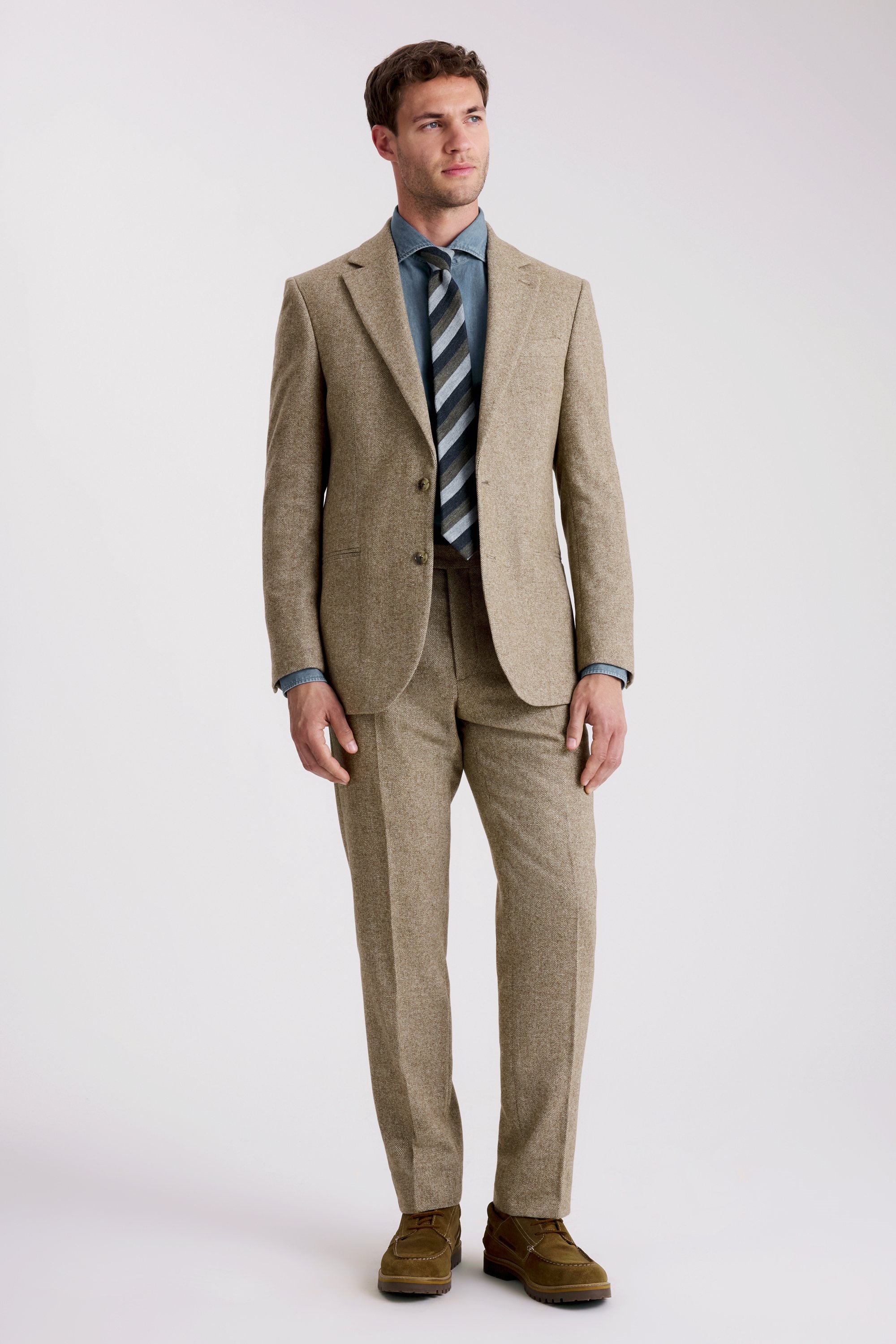 Tailored Fit Gold Herringbone Tweed Jacket