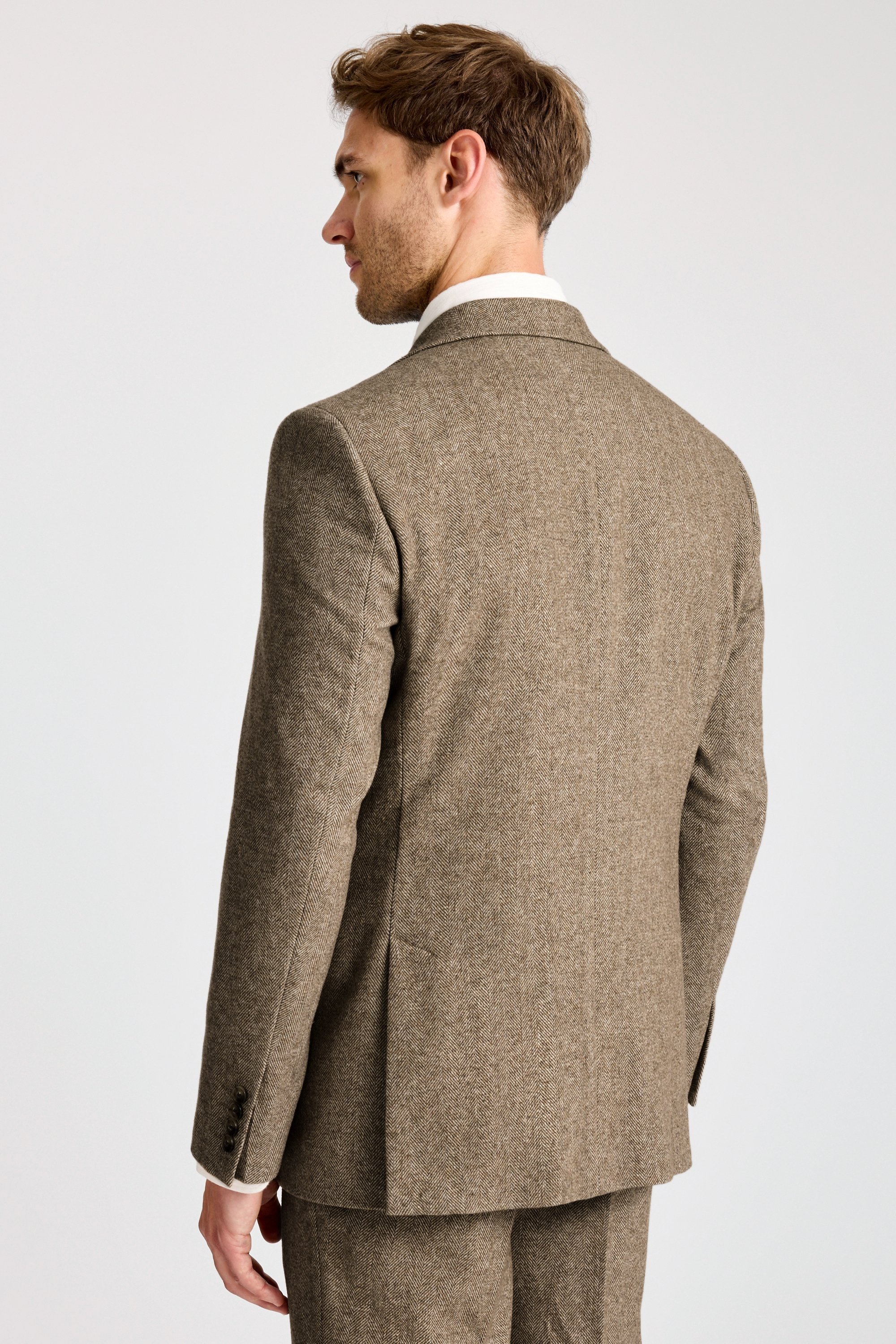 Tailored Fit Gold Herringbone Tweed Suit