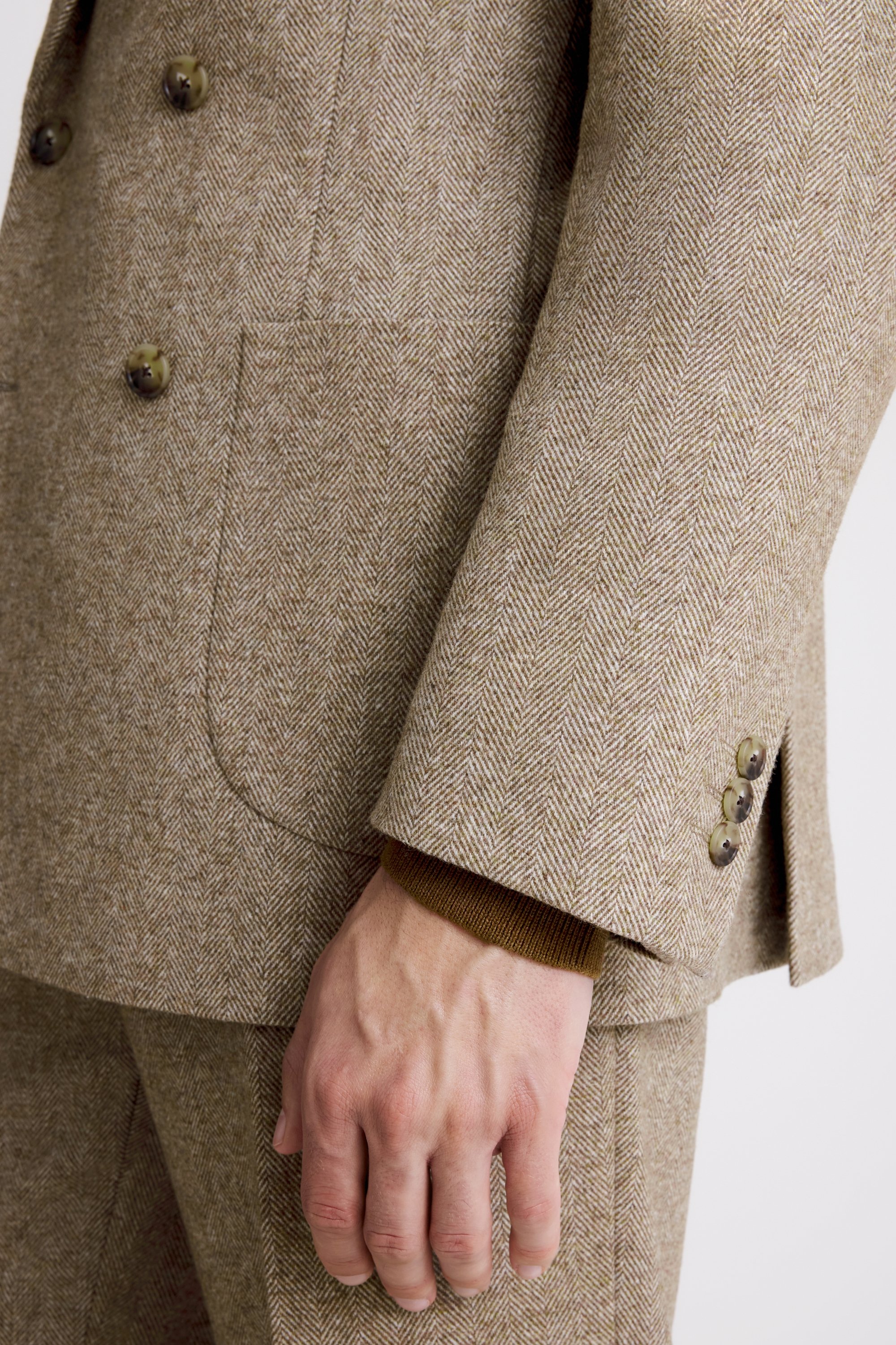 Relaxed Fit Gold Tweed Herringbone Suit