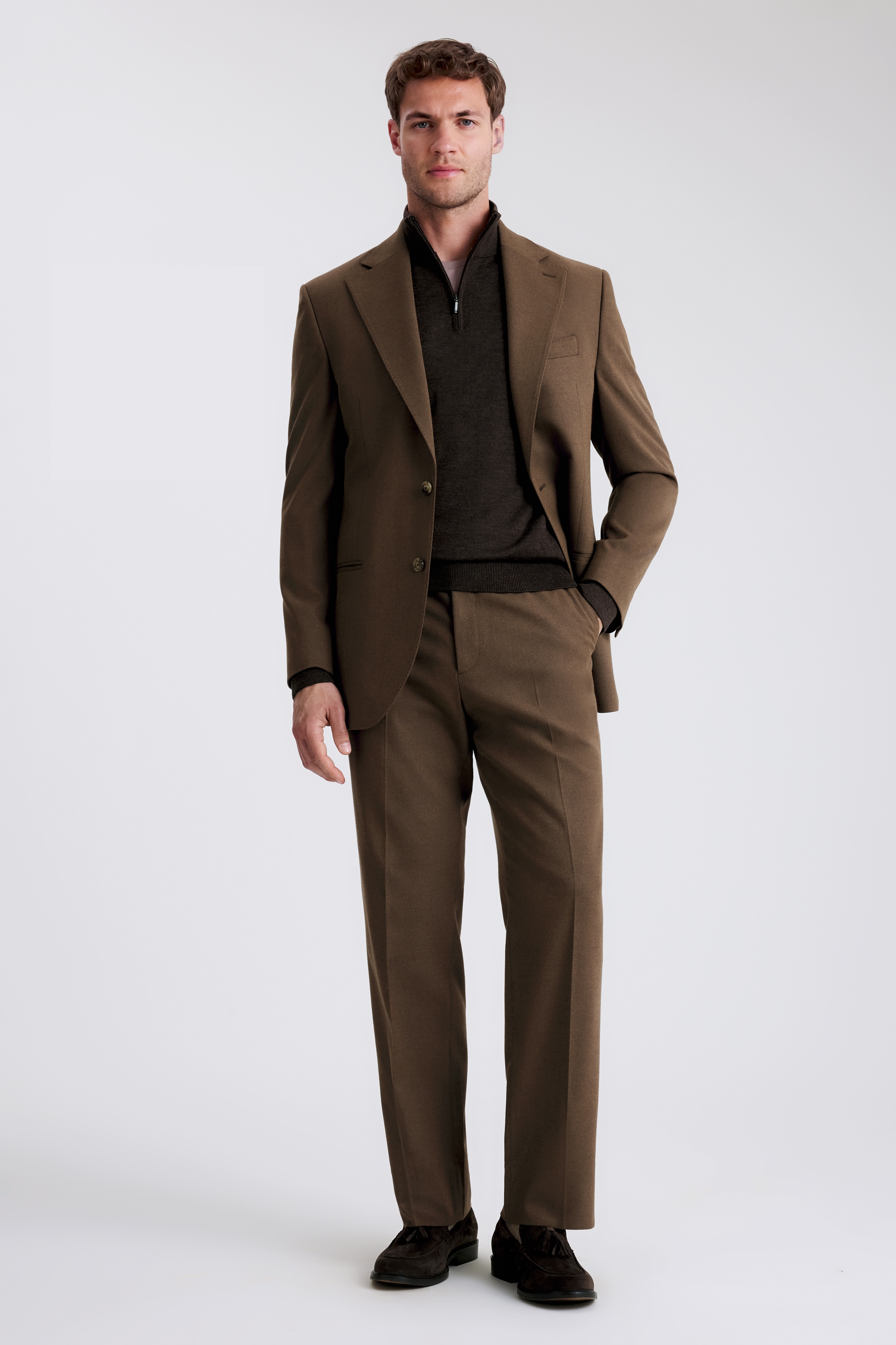 Relaxed Fit Chestnut Flannel Suit
