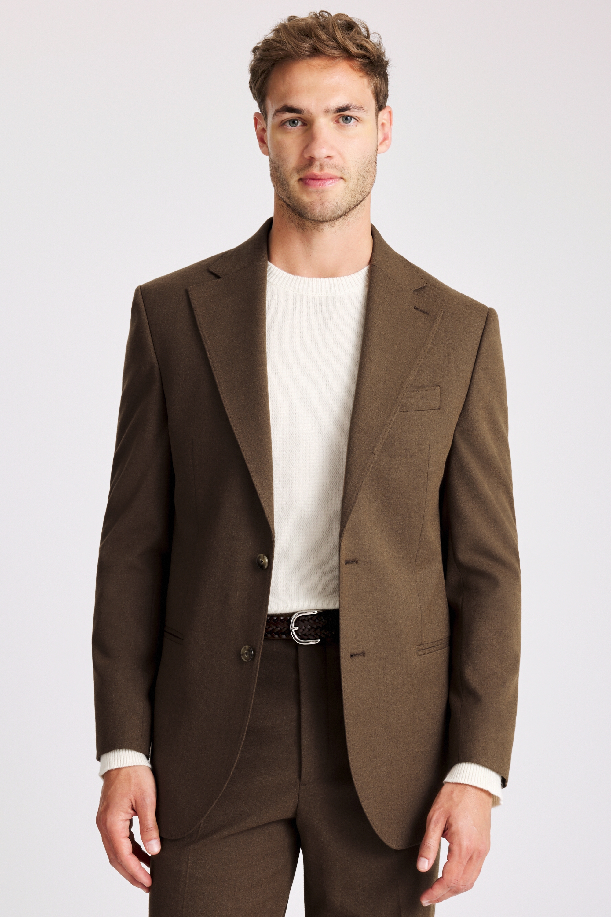 Relaxed Fit Chestnut Flannel Suit