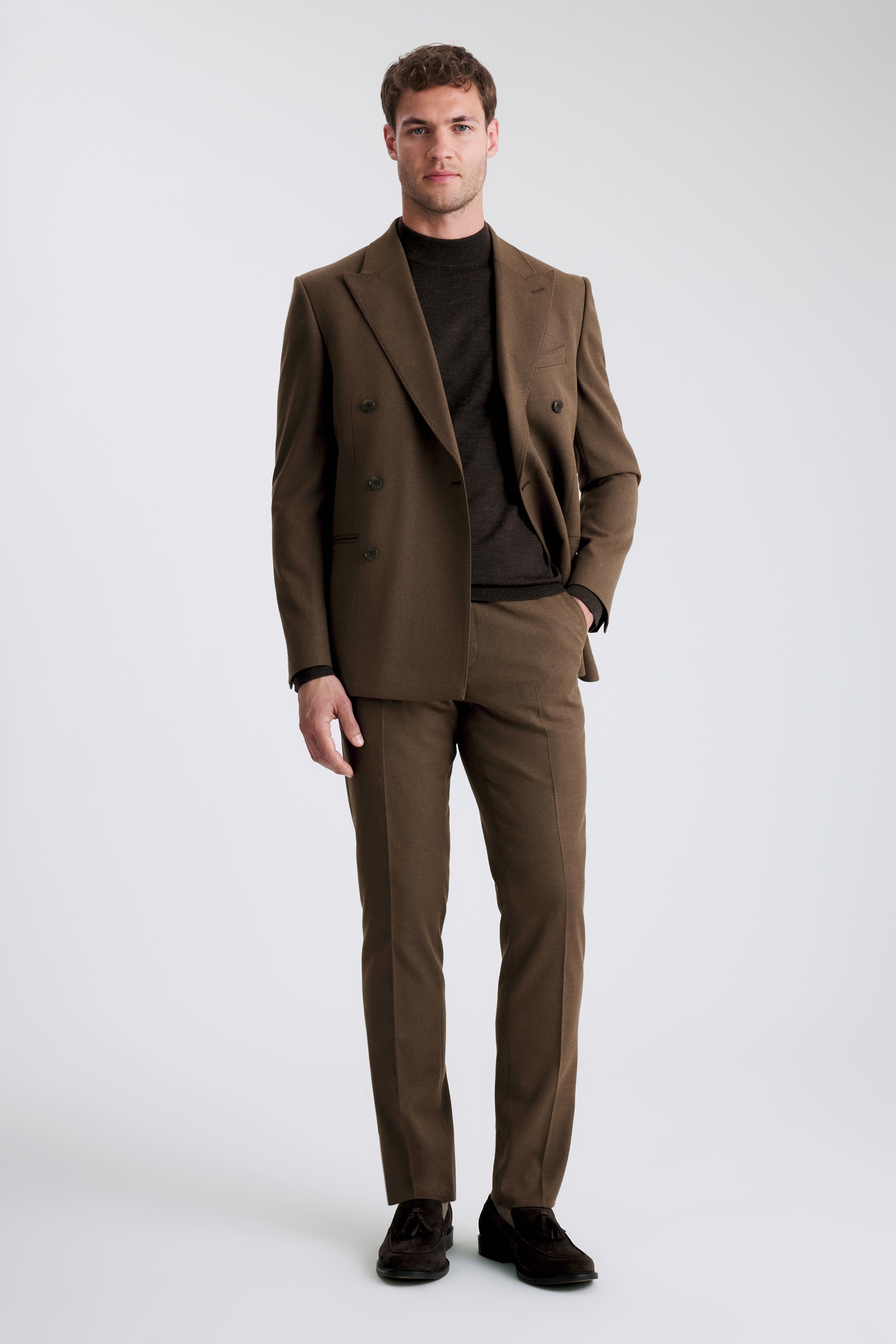 Slim Fit Chestnut Flannel Suit