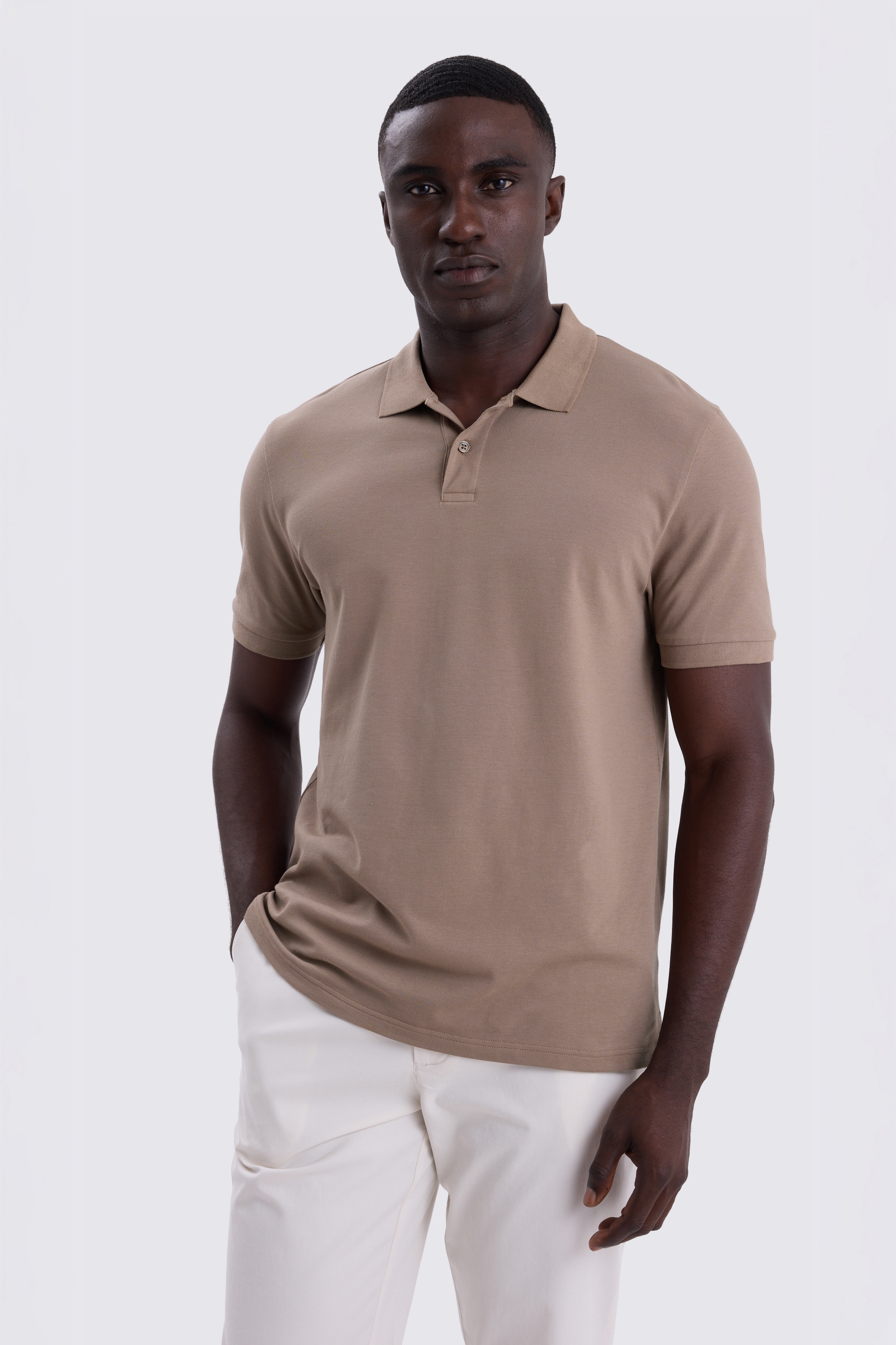 Dark Taupe Pique Polo Shirt