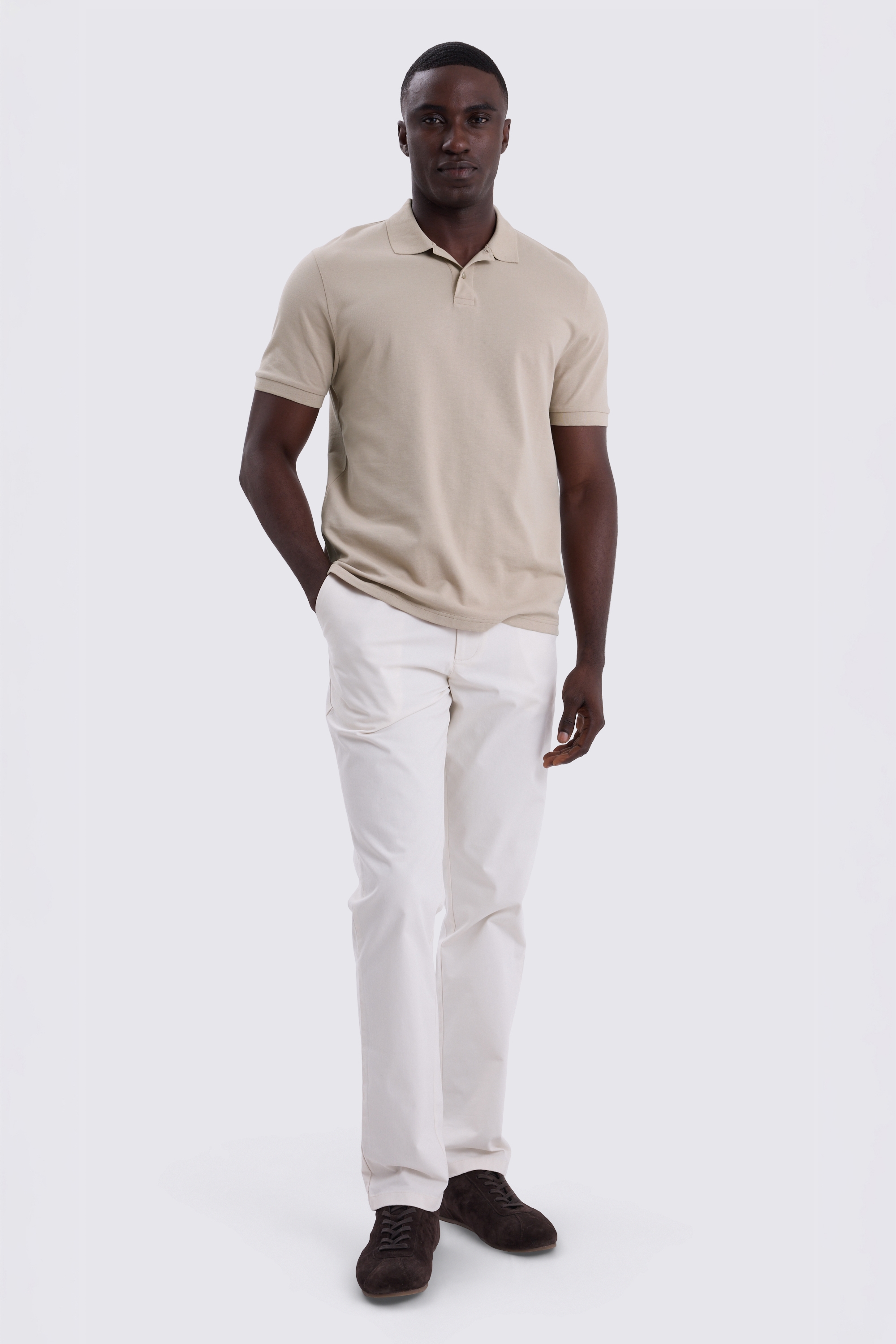 Light Taupe Pique Polo Shirt