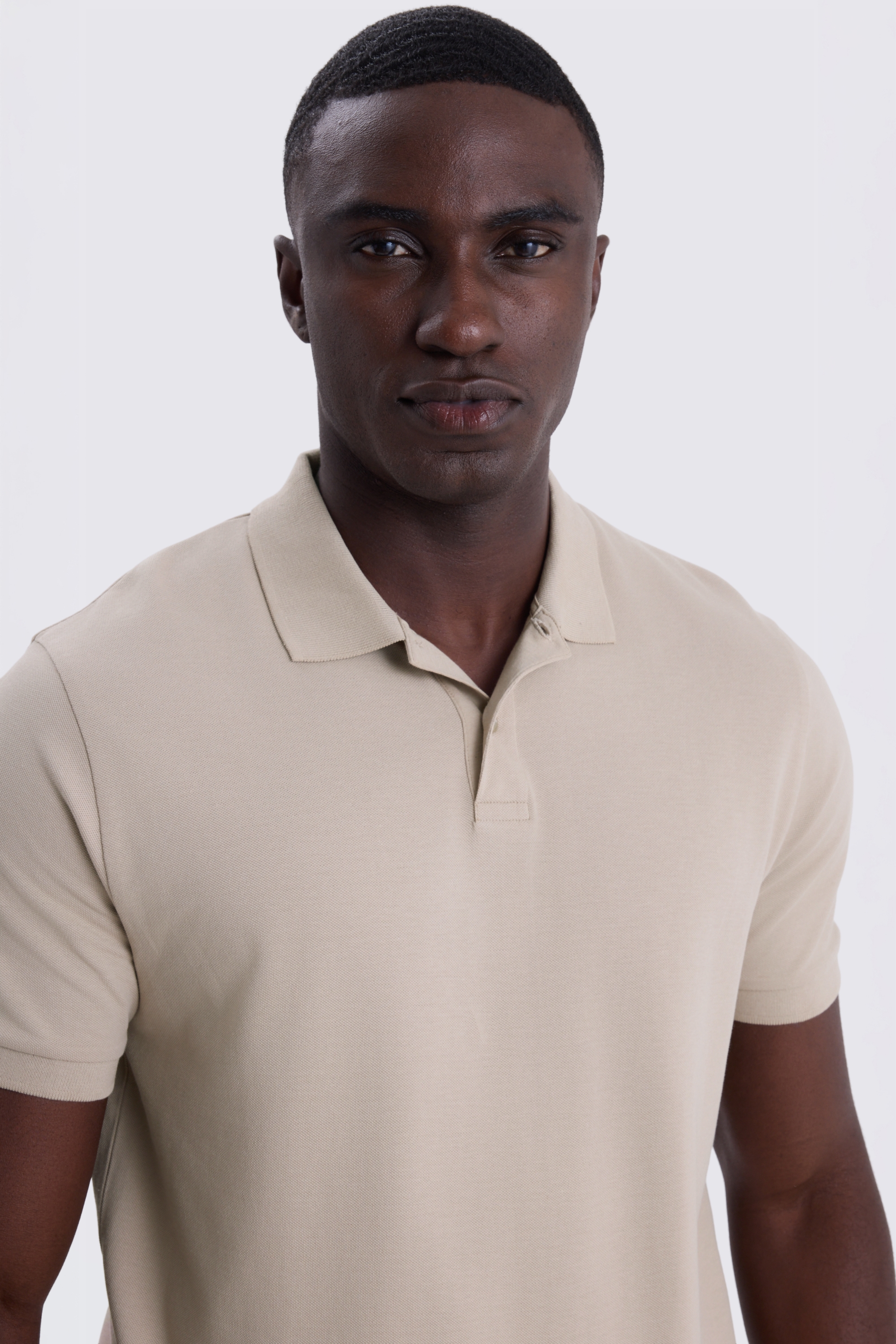 Light Taupe Pique Polo Shirt