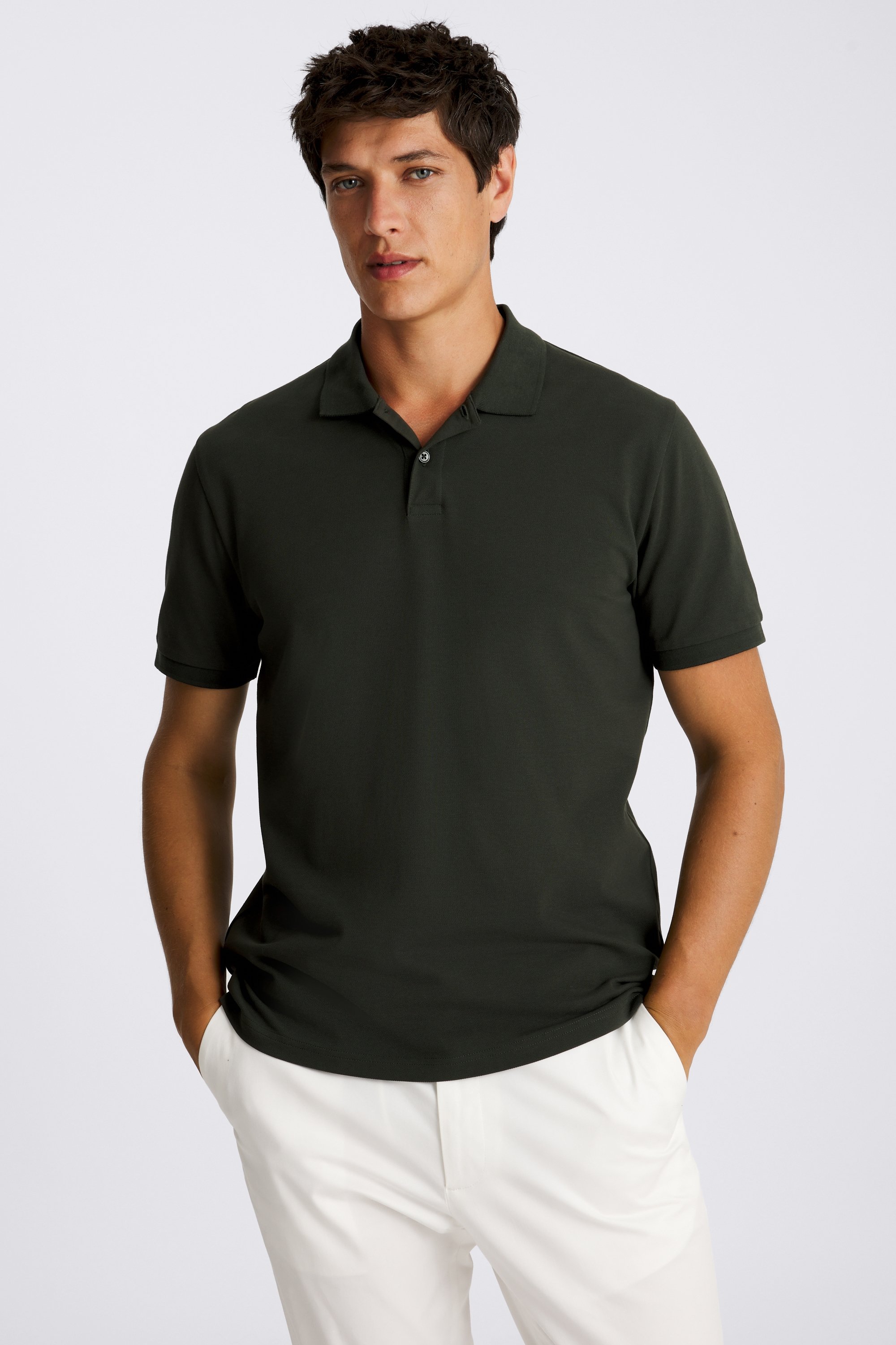 Khaki Piqué Polo Shirt
