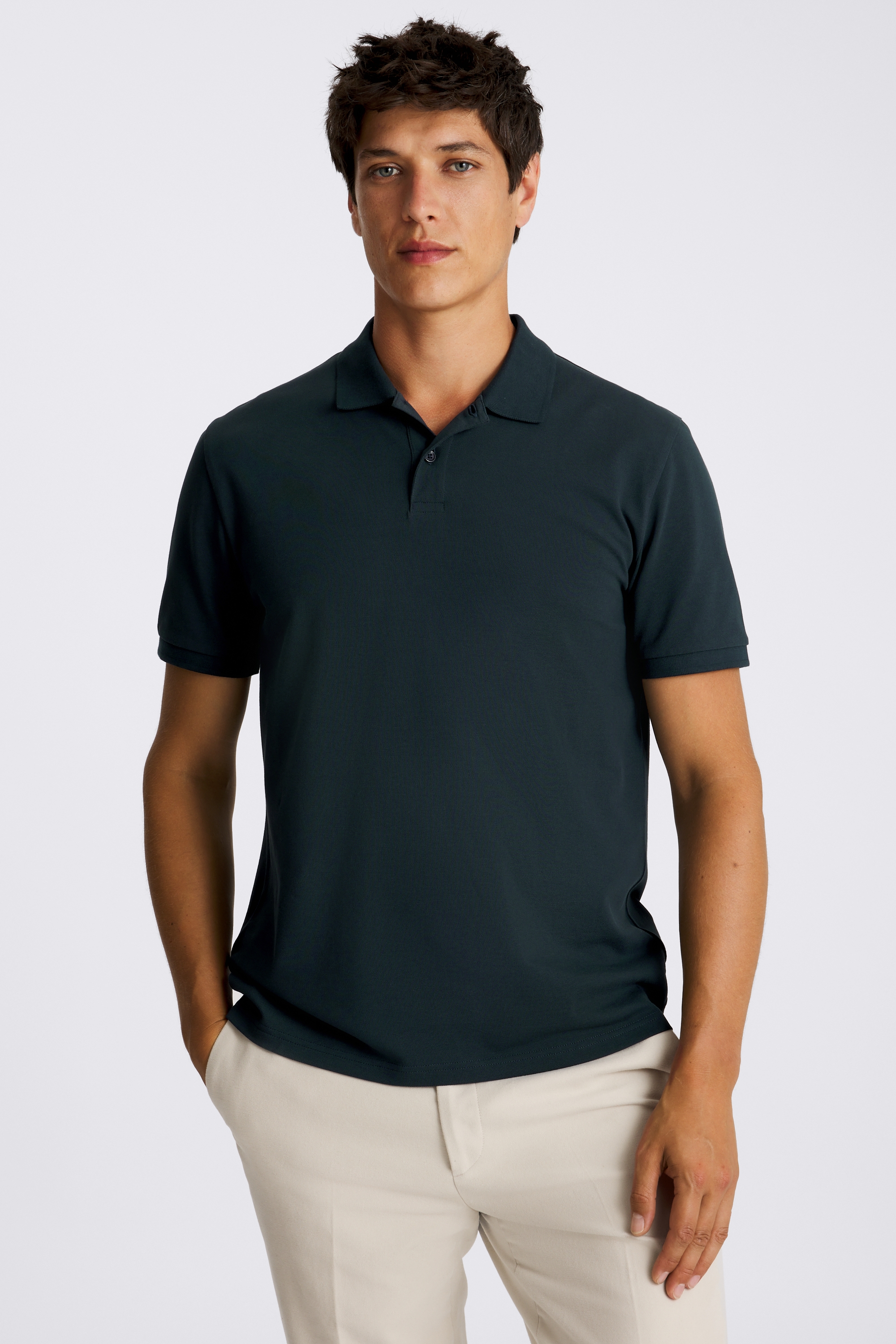Dark Teal Piqué Polo Shirt Buy Online at Moss