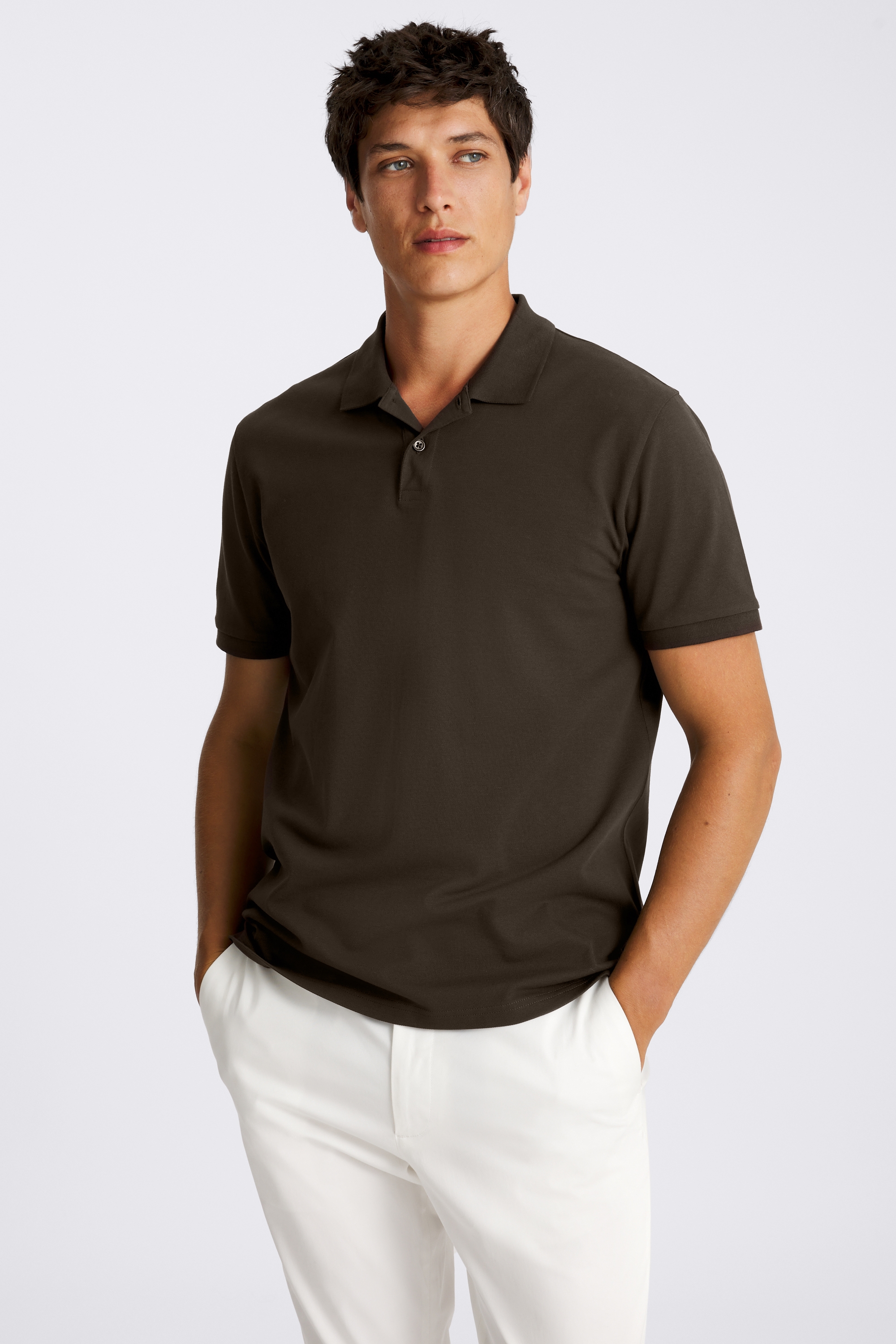 Brown Piqué Polo Shirt