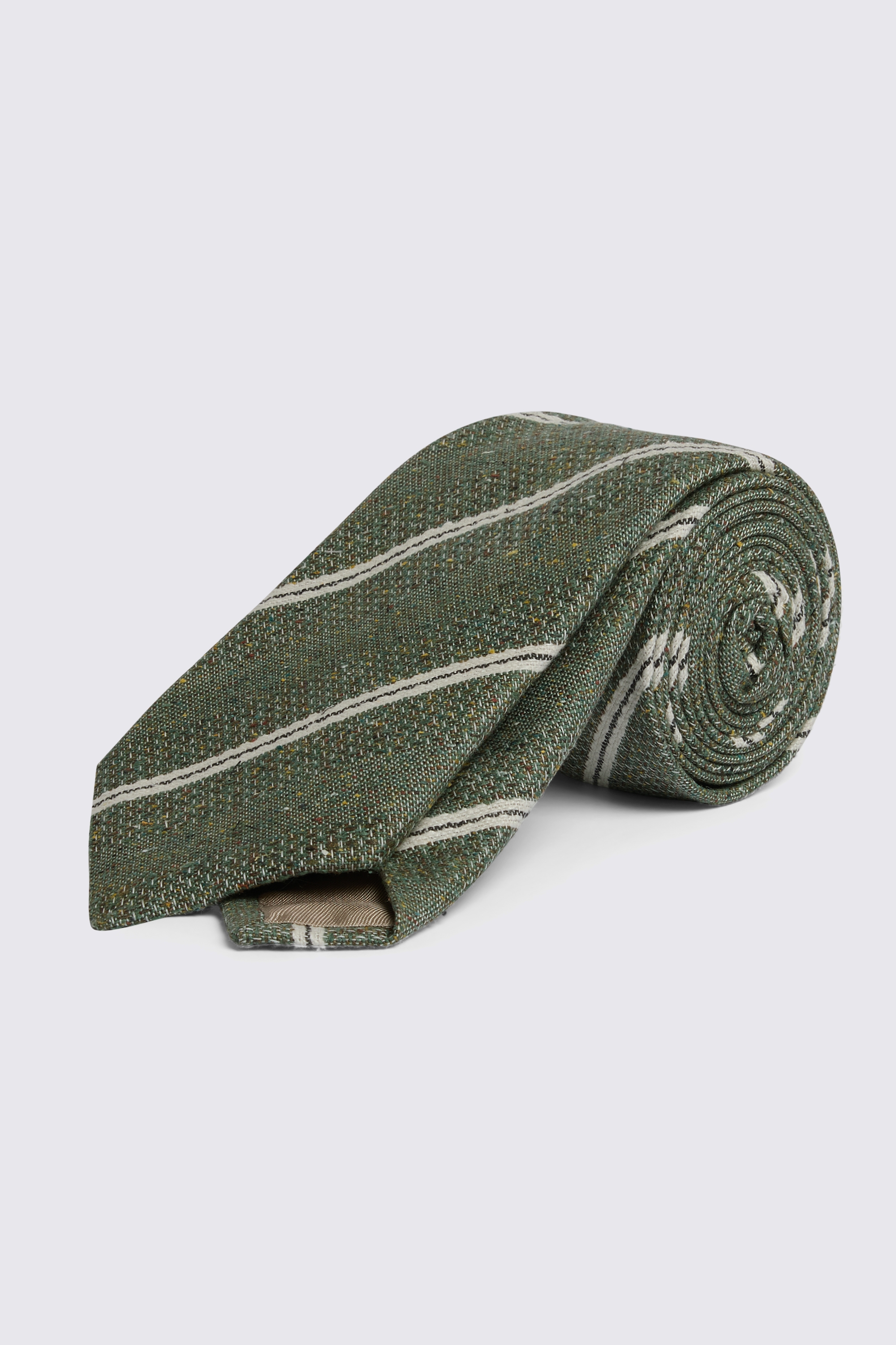 Italian Green Textured Stripe Tie