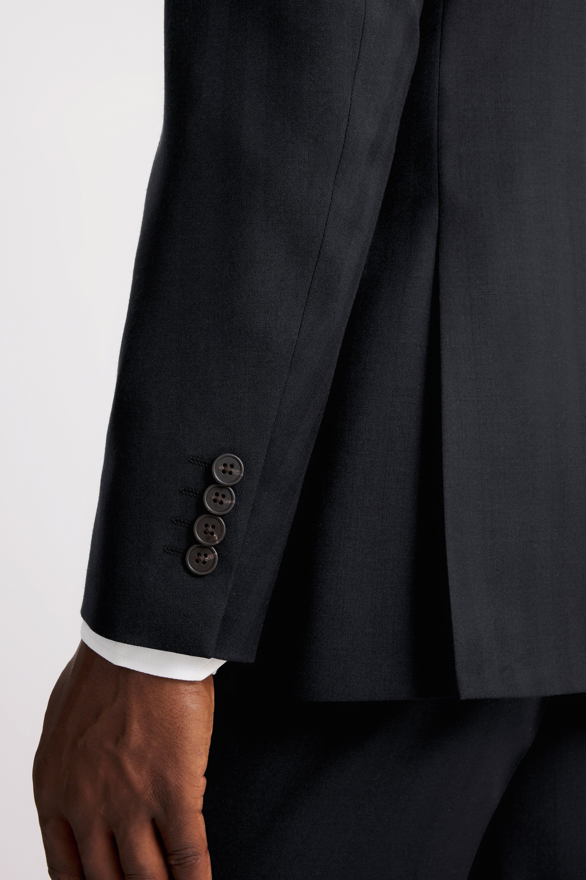 Tailored Fit Navy Herringbone Suit