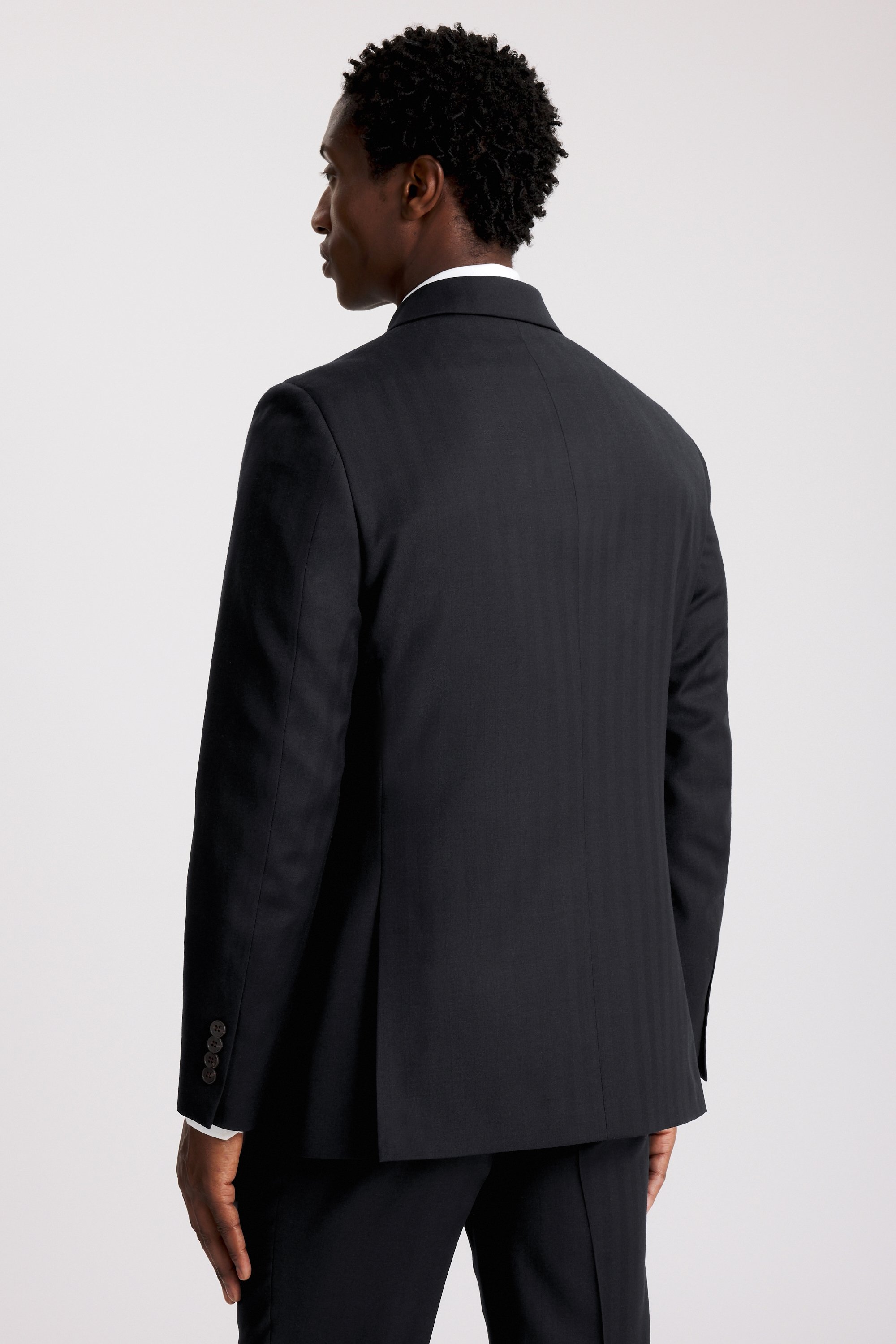 Tailored Fit Navy Herringbone Suit