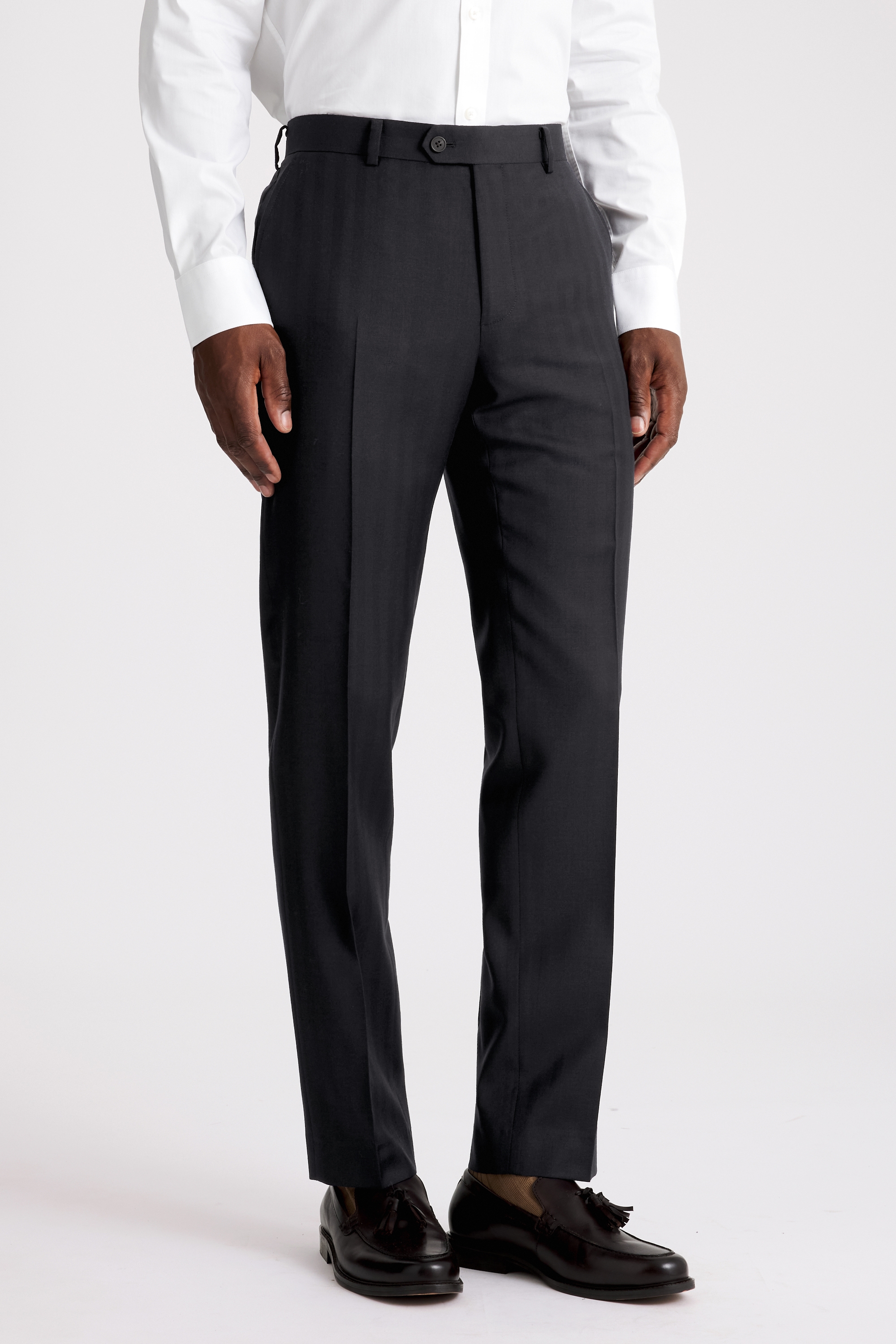 Tailored Fit Navy Herringbone Suit