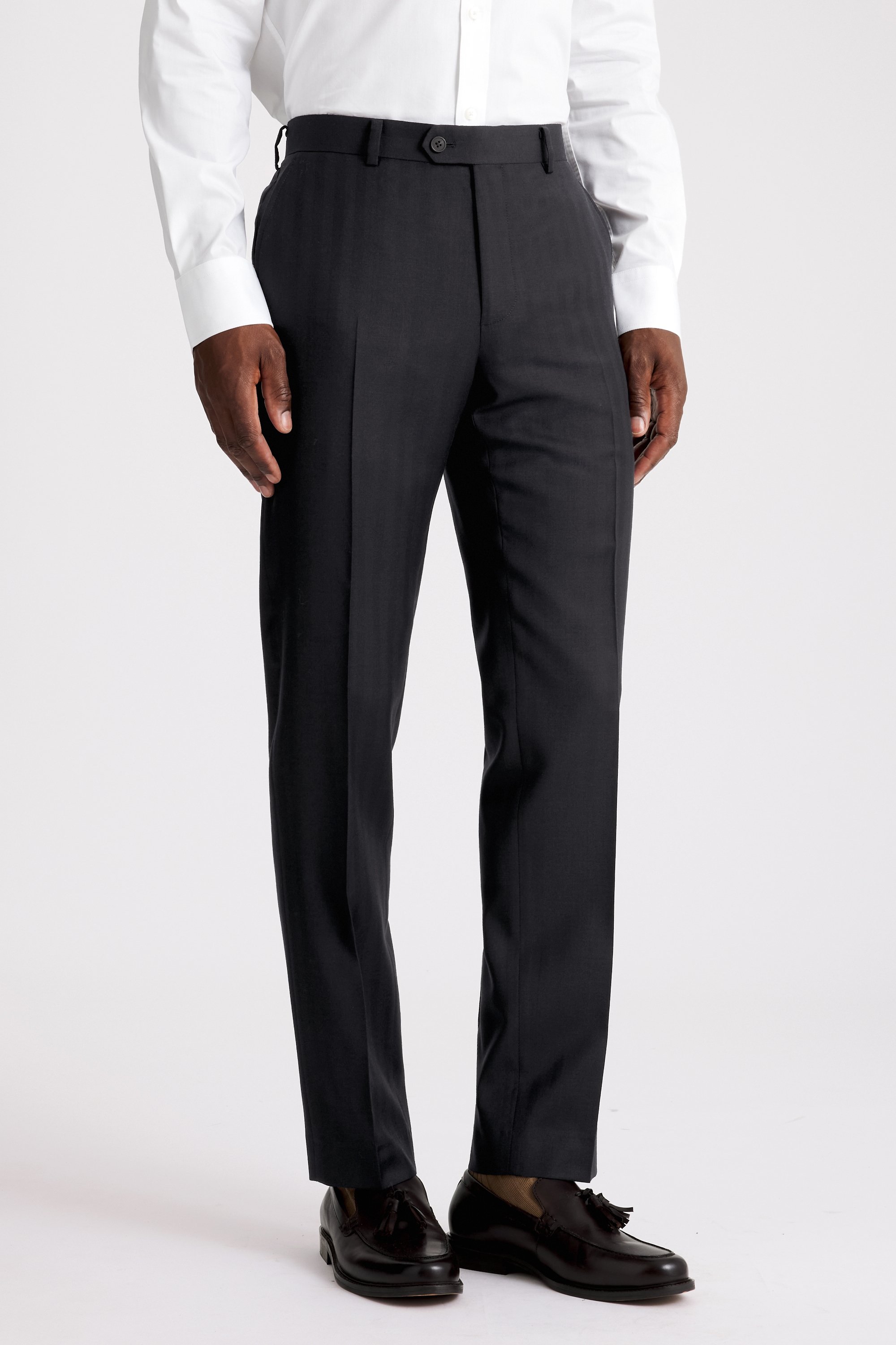 Tailored Fit Navy Herringbone Trouser