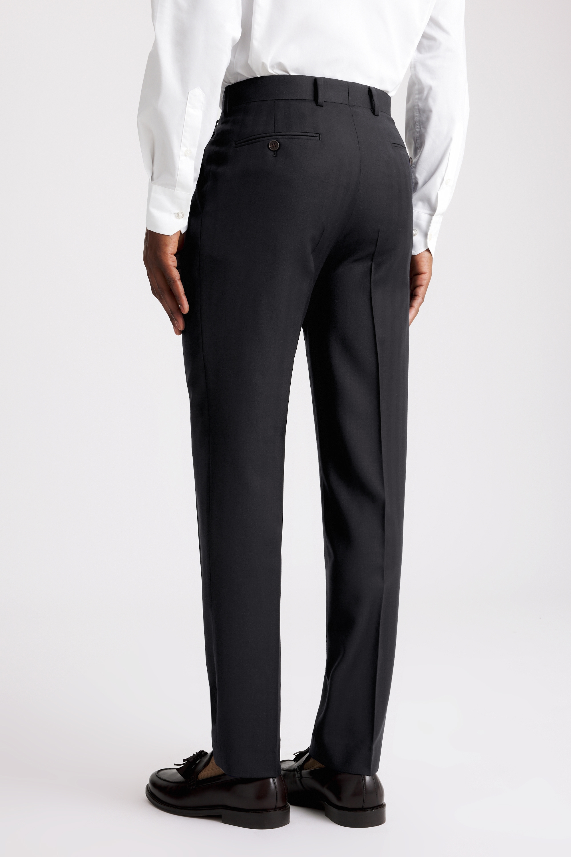 Tailored Fit Navy Herringbone Trouser