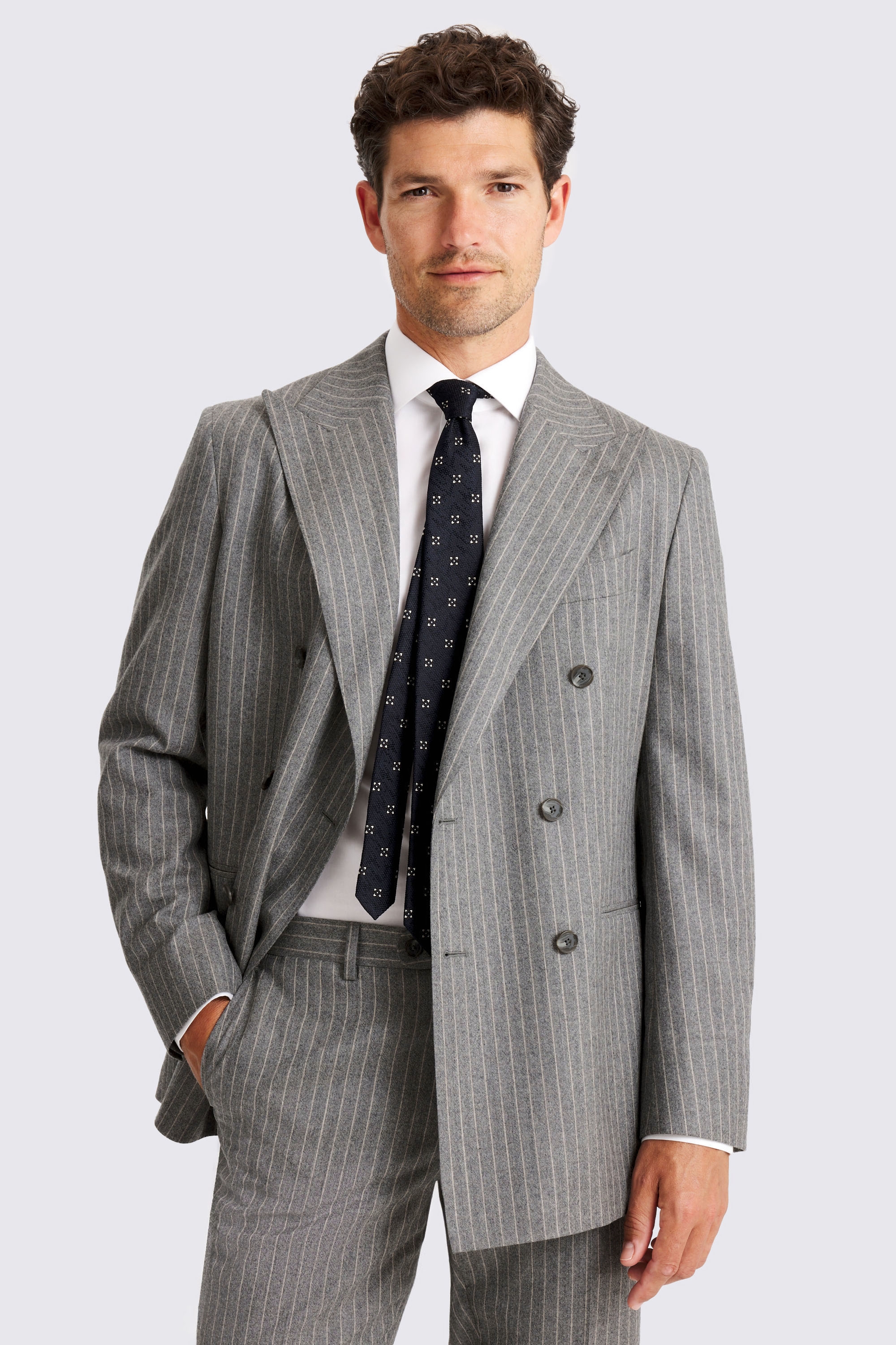Italian Tailored Fit Grey Stripe Suit