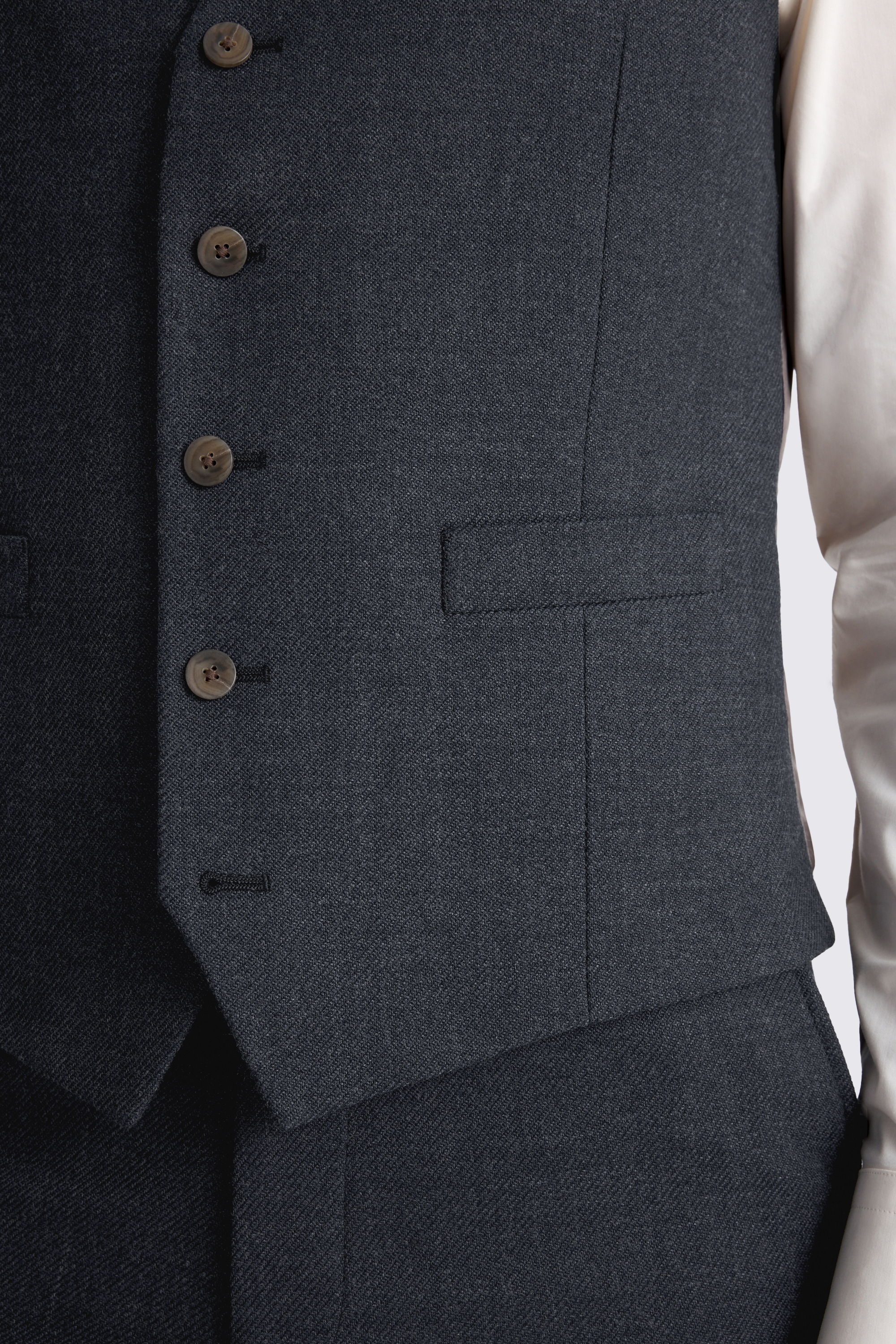 Tailored Fit Blue Twill Waistcoat