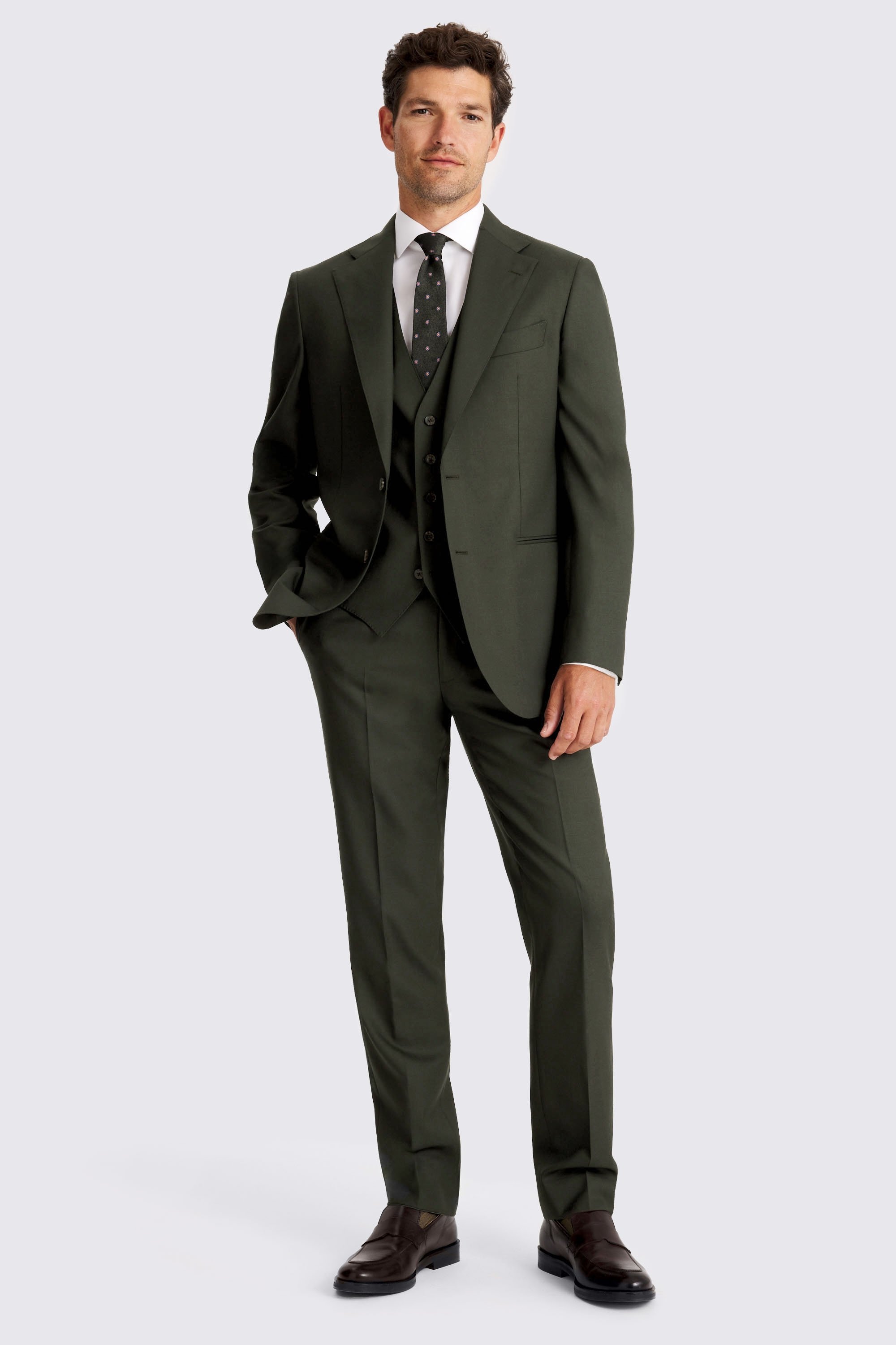 Italian Tailored Fit Dark Green Suit