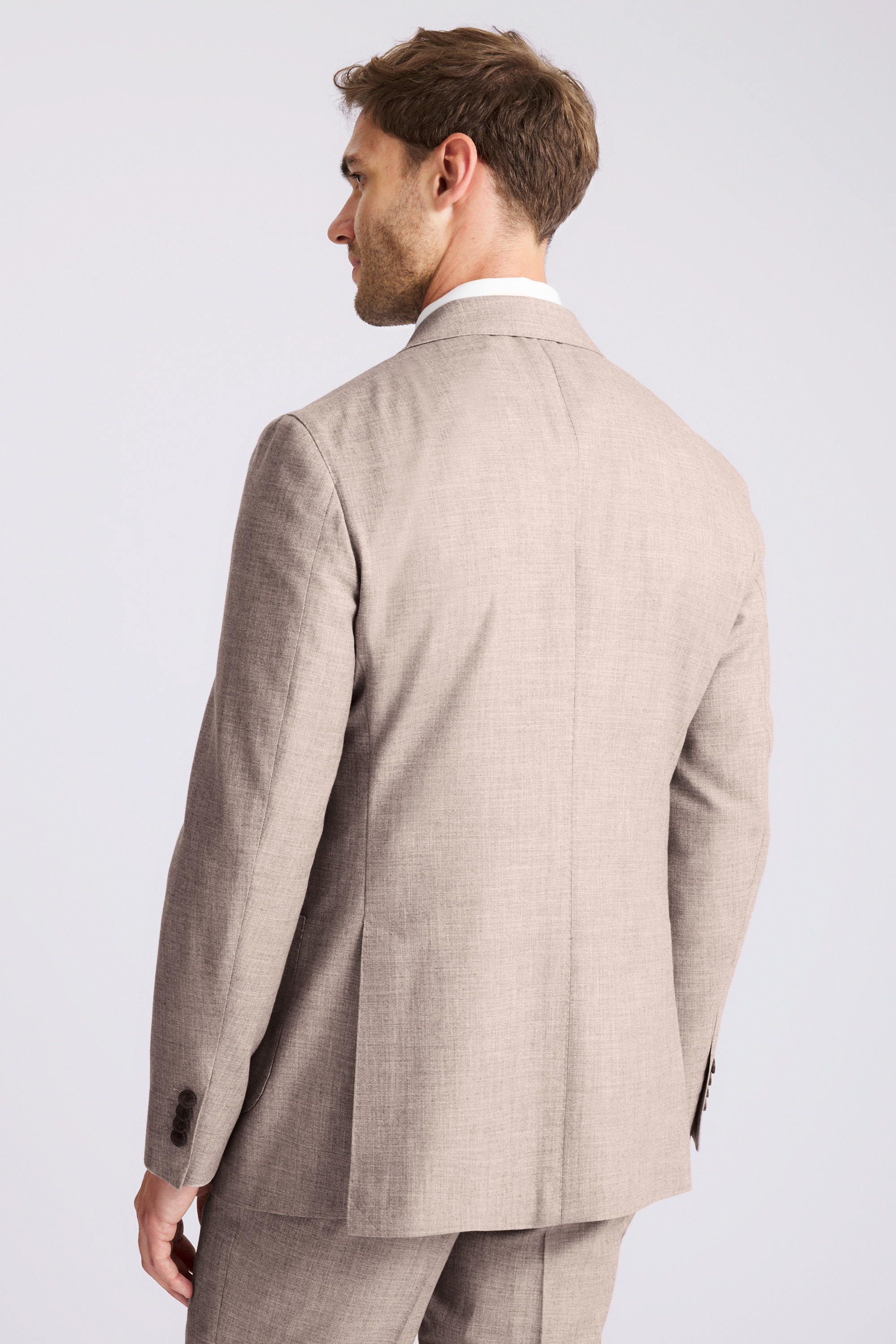 Italian Tailored Fit Neutral Wool Cotton Suit