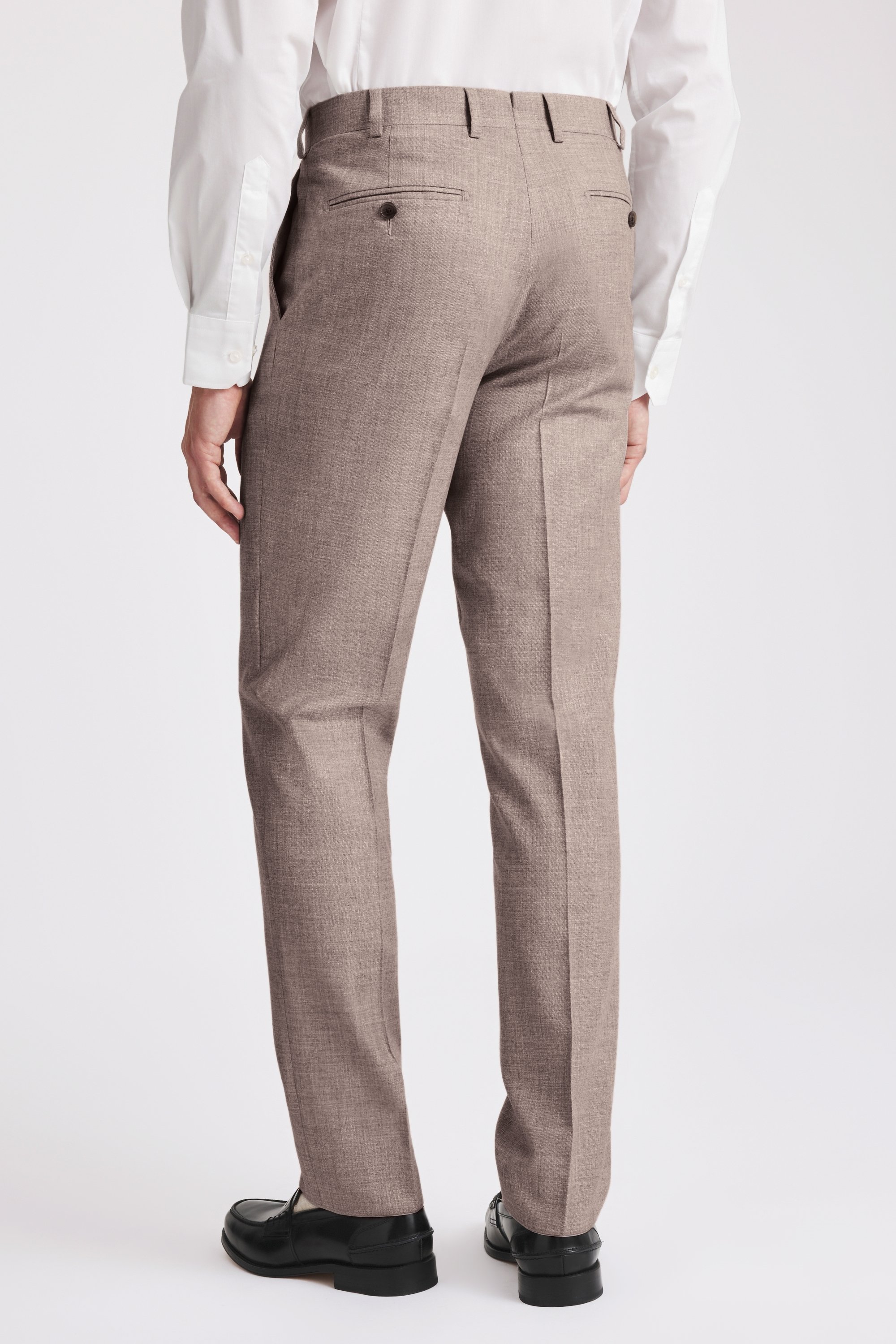 Italian Tailored Fit Neutral Wool Cotton Trousers