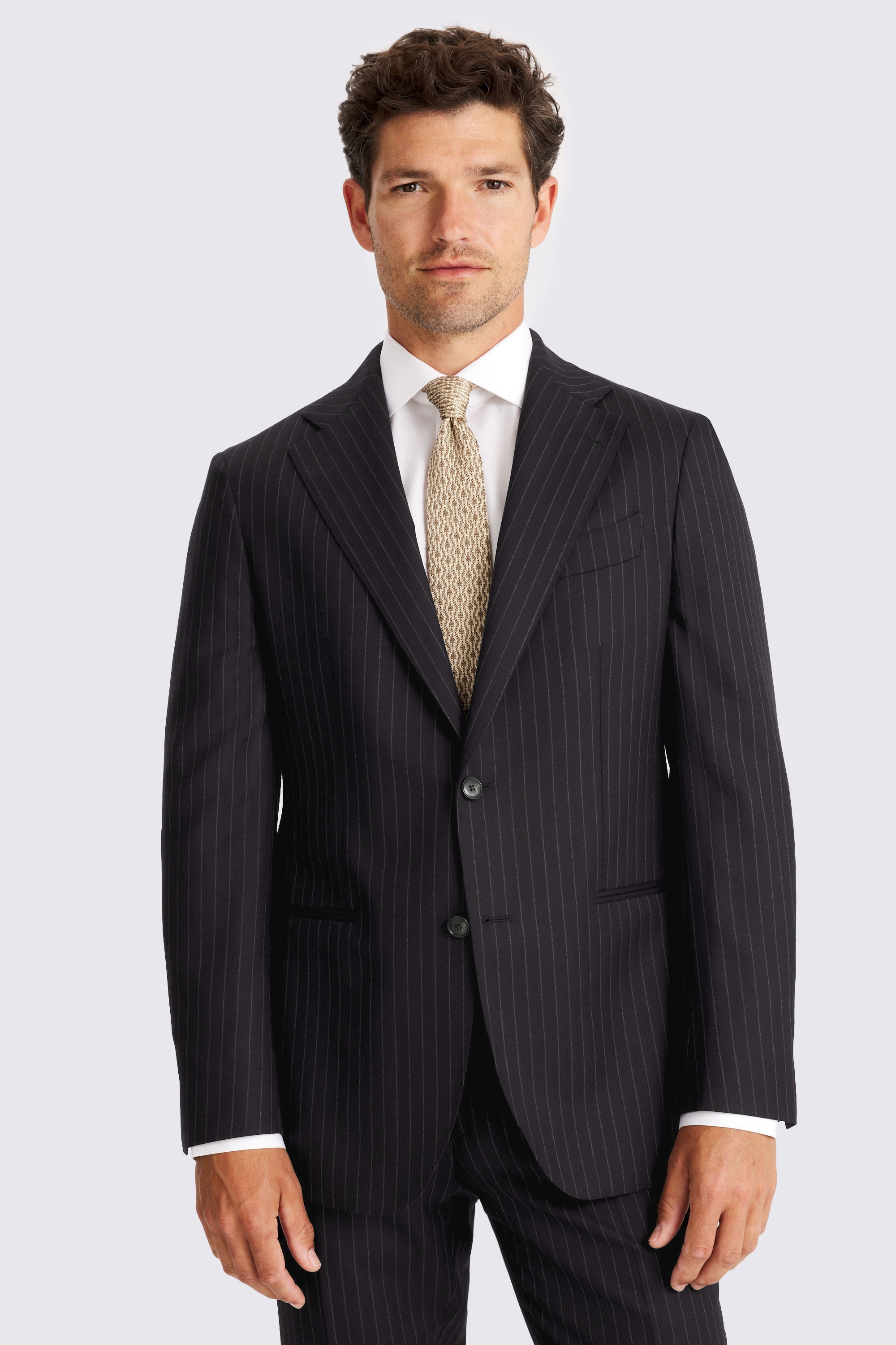Italian Tailored Fit Navy Stripe Suit