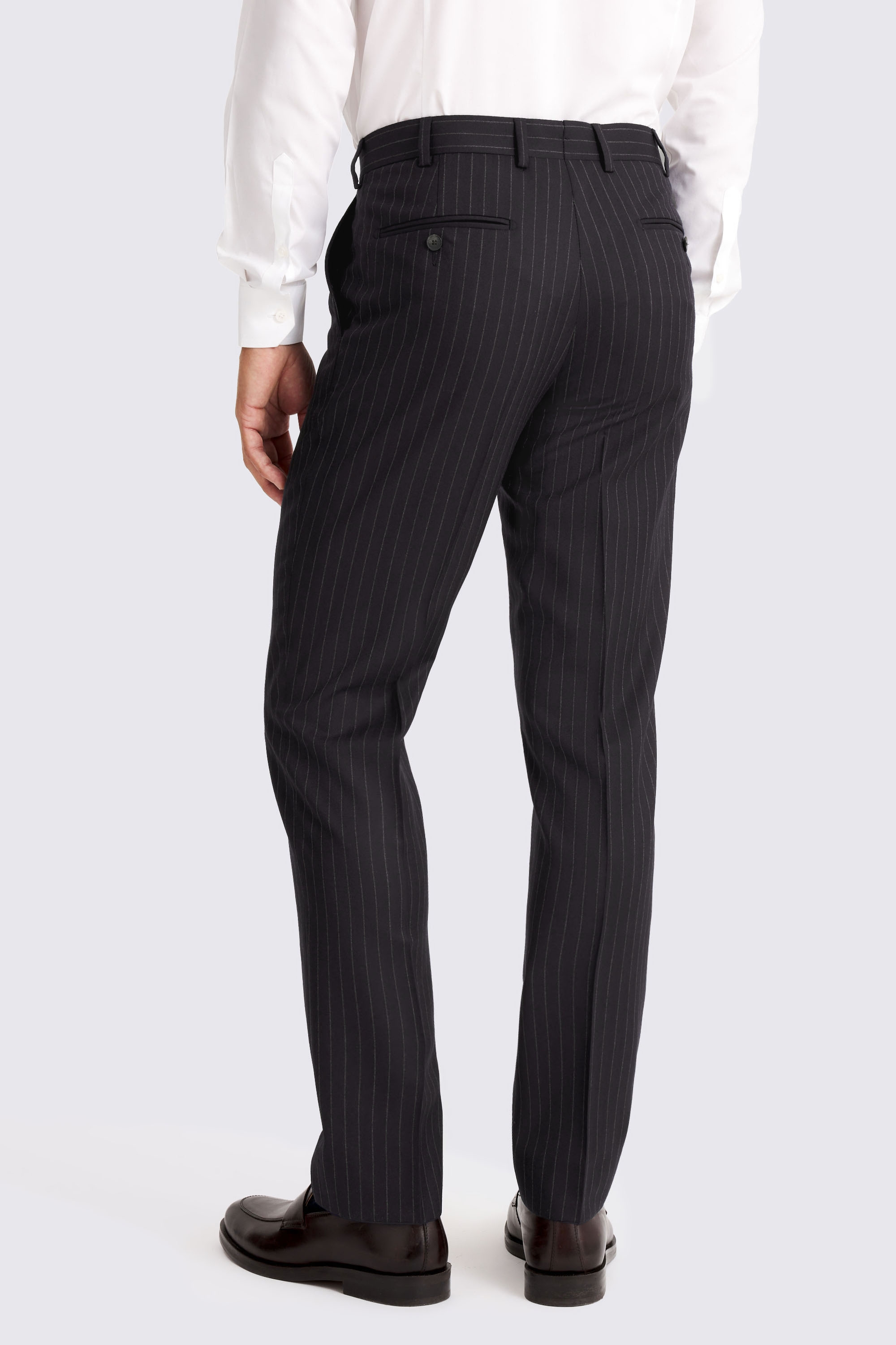 Italian Tailored Fit Navy Stripe Trousers