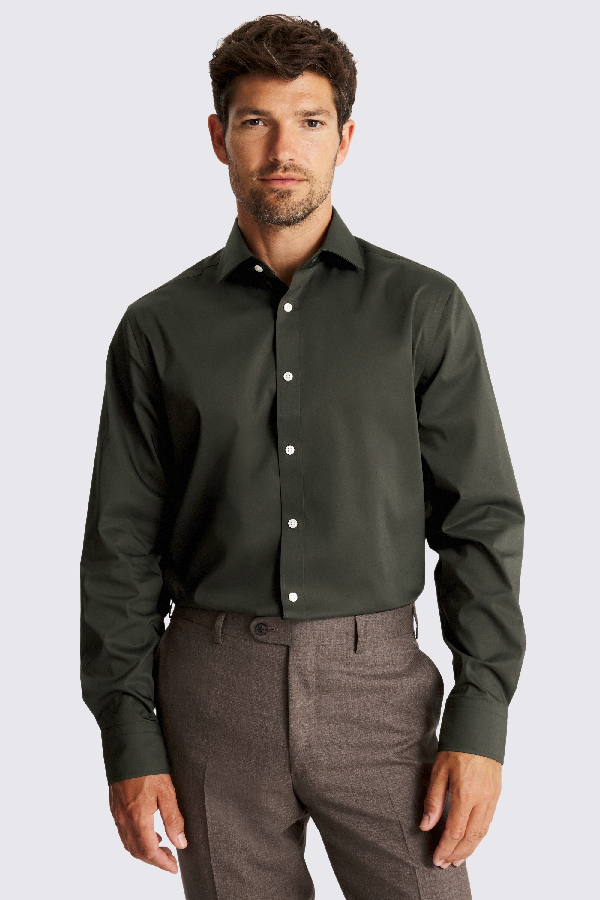 Regular Fit Green Stretch Shirt