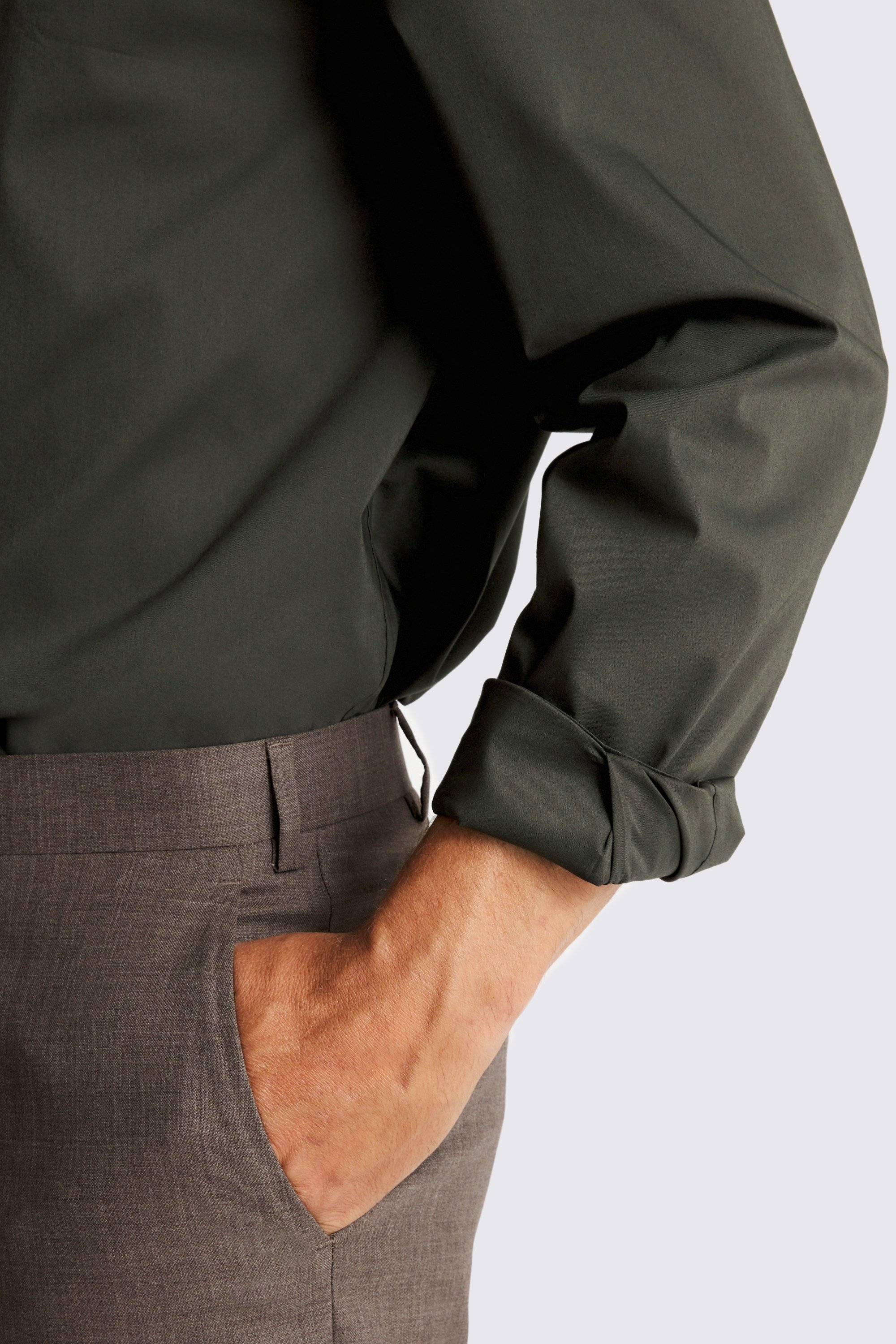 Regular Fit Green Stretch Shirt