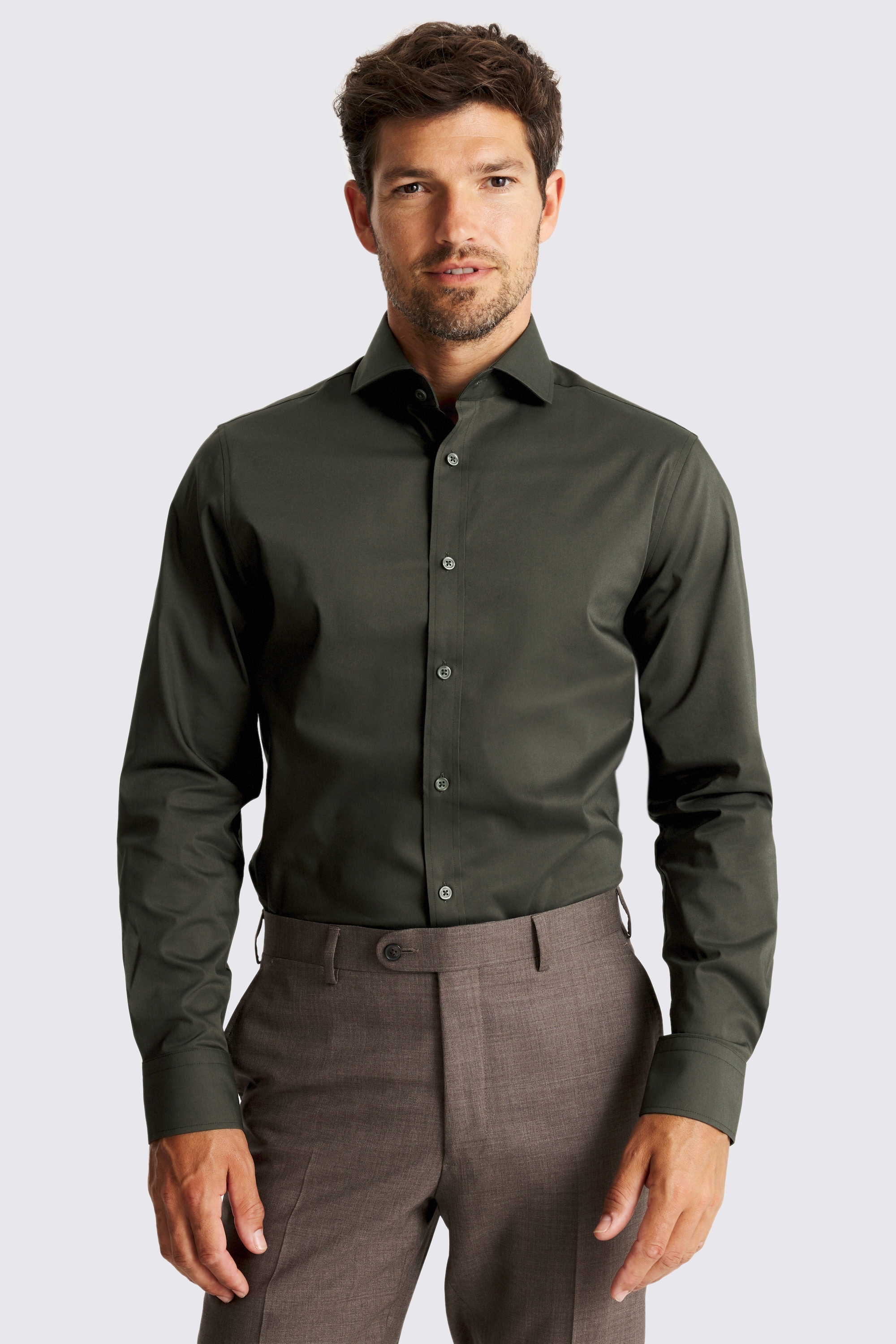 Tailored Fit Green Stretch Shirt