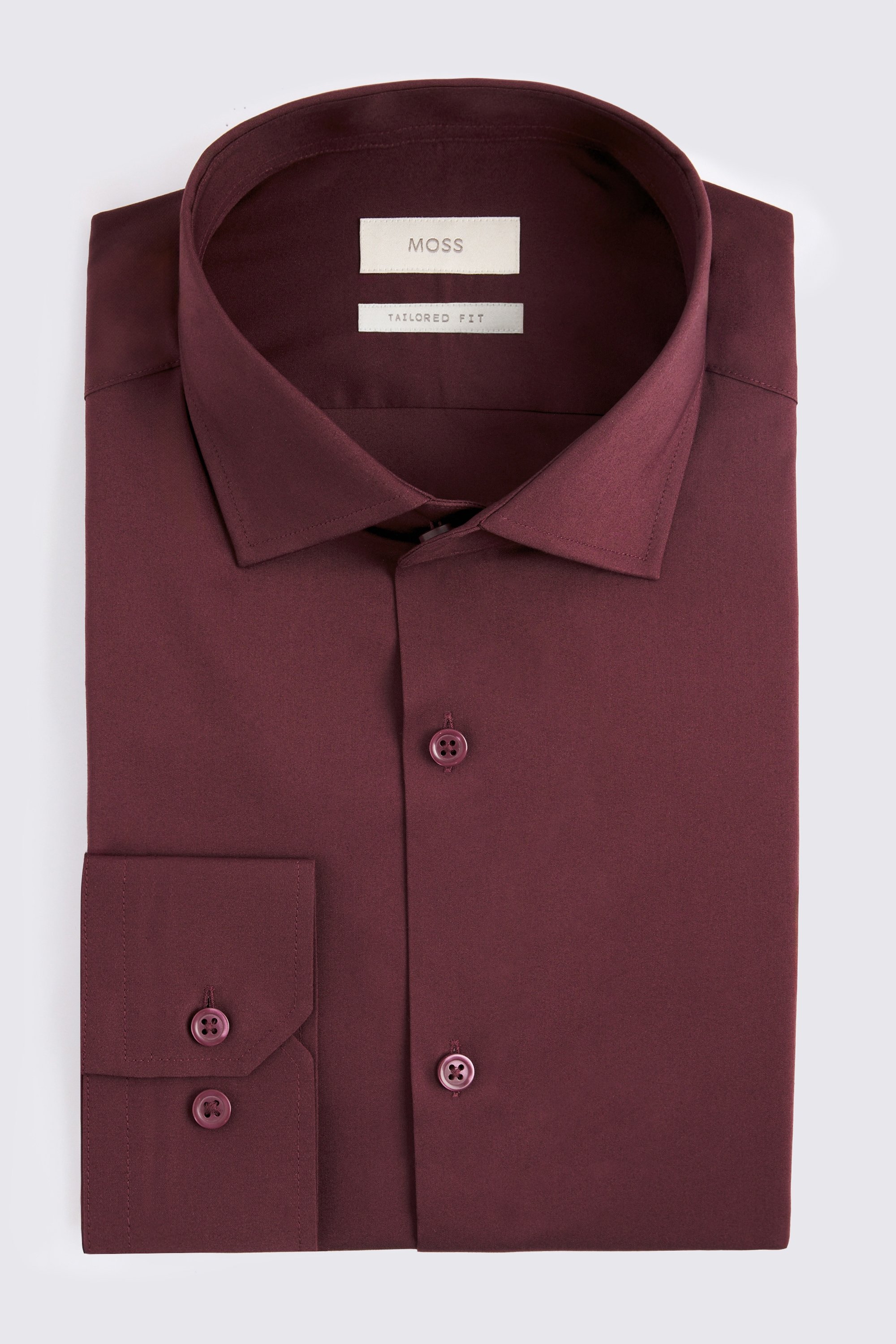 Tailored Fit Wine Stretch Shirt