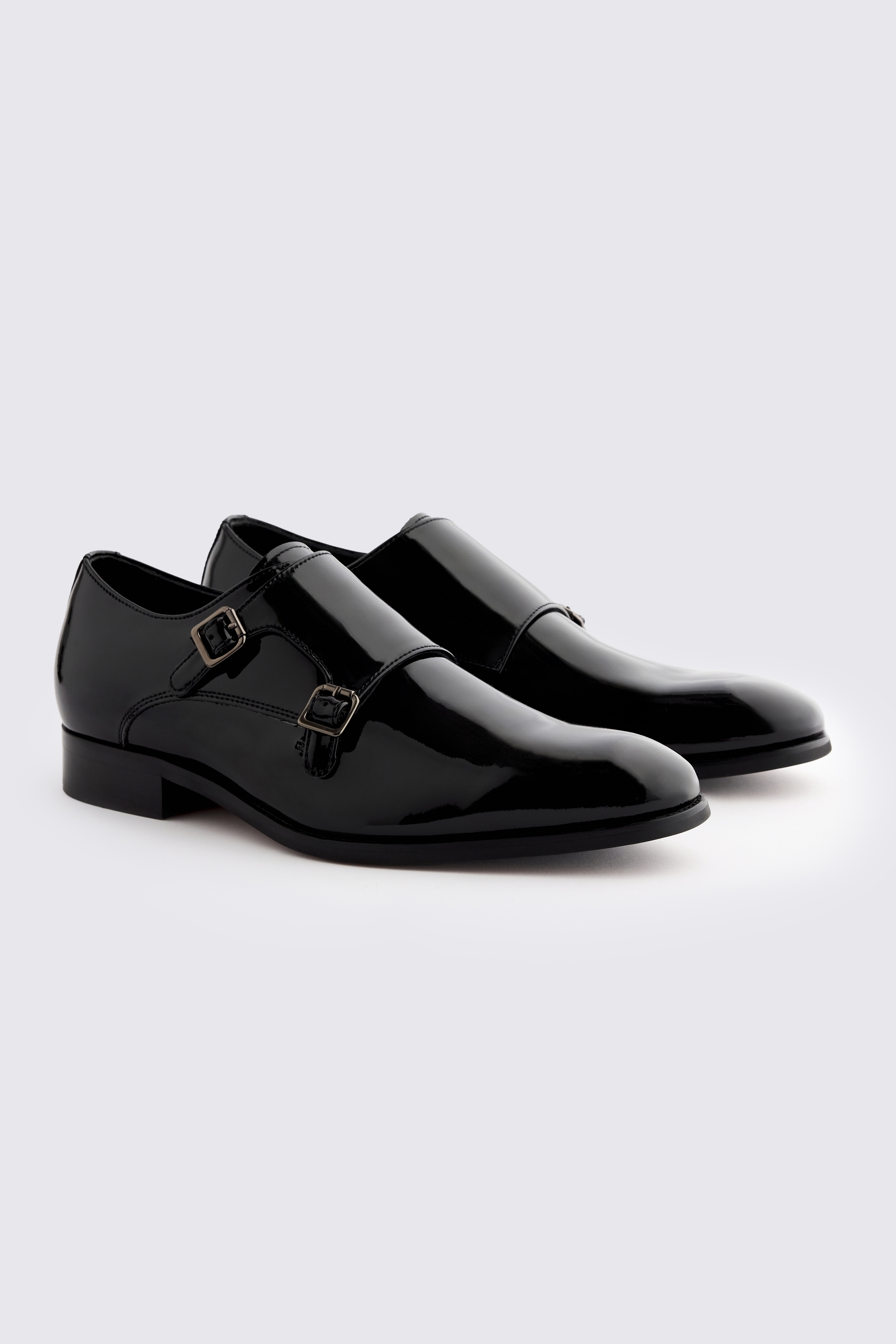 John White Haydon Black Patent Double Monk Shoe