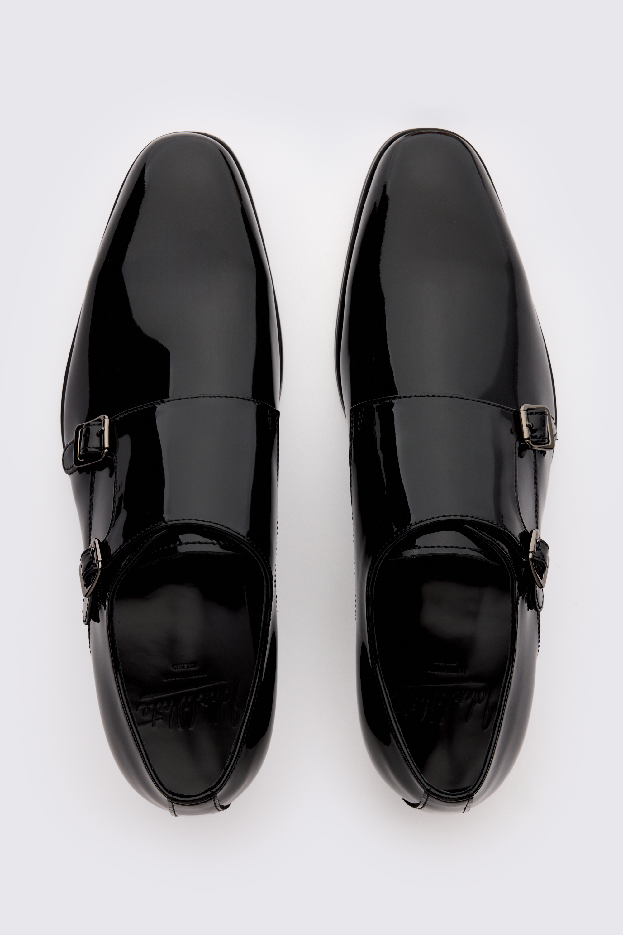 John White Haydon Black Patent Double Monk Shoe