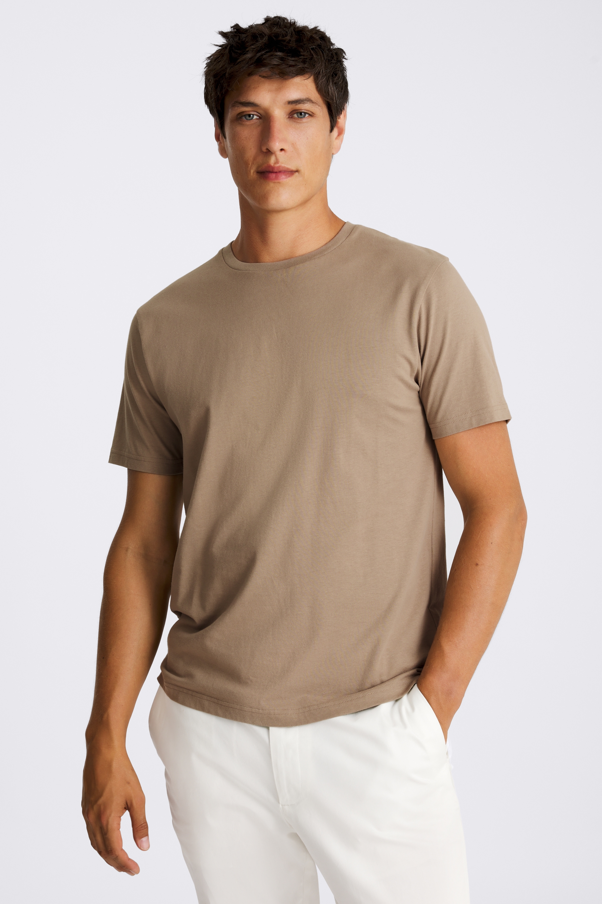 Taupe Crew-Neck T-Shirt