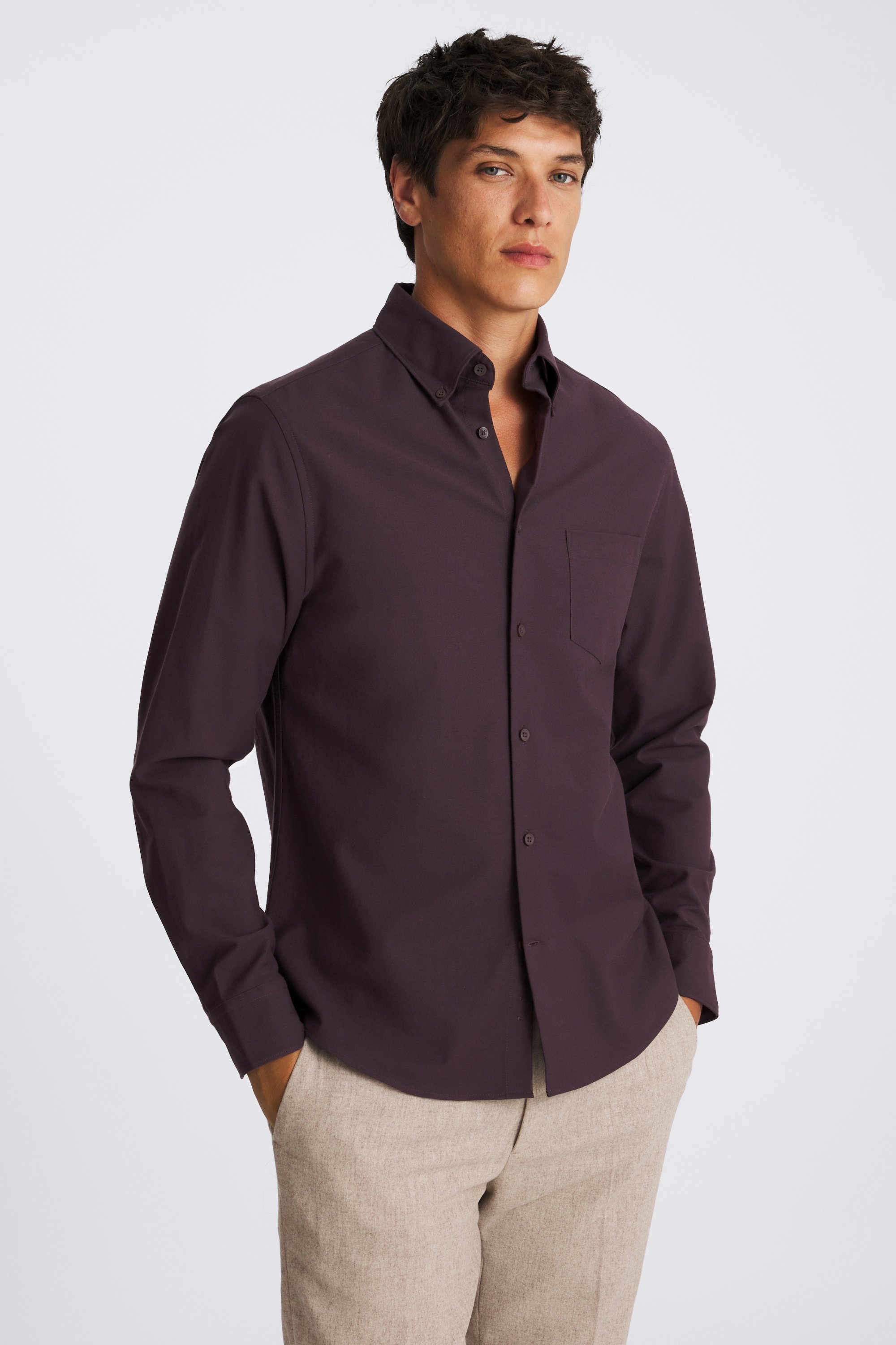 Dark Purple Washed Oxford Shirt
